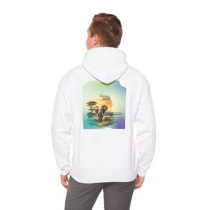Elephant Sunset Inspirational Quote Hoodie — Motivational Wildlife Graphic Hoodie