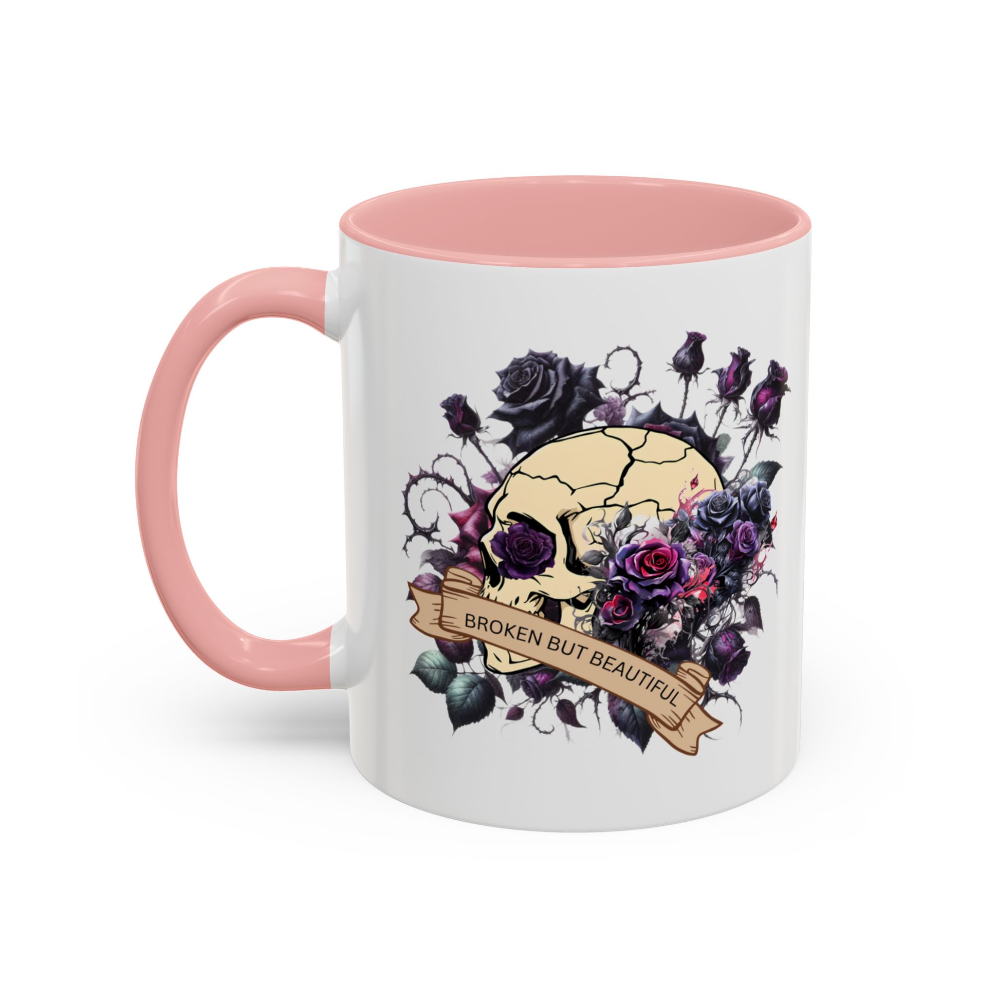 Broken But Beautiful Floral Coffee Mug - Gothic Gift for Tea Lovers, Unique Home Decor, Floral Skull Design, Ceramic Tea Cup, Gothic Mug - Image 11