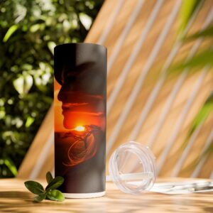 20oz Skinny Tumbler — Sunset Silhouette Travel Cup with Straw