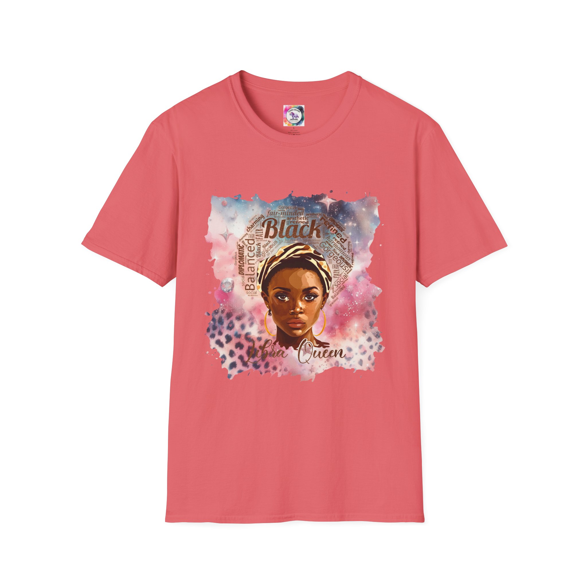 T-Shirt — Black Libra Queen Portrait Tee (Afrocentric Art, Empowerment) - Image 6