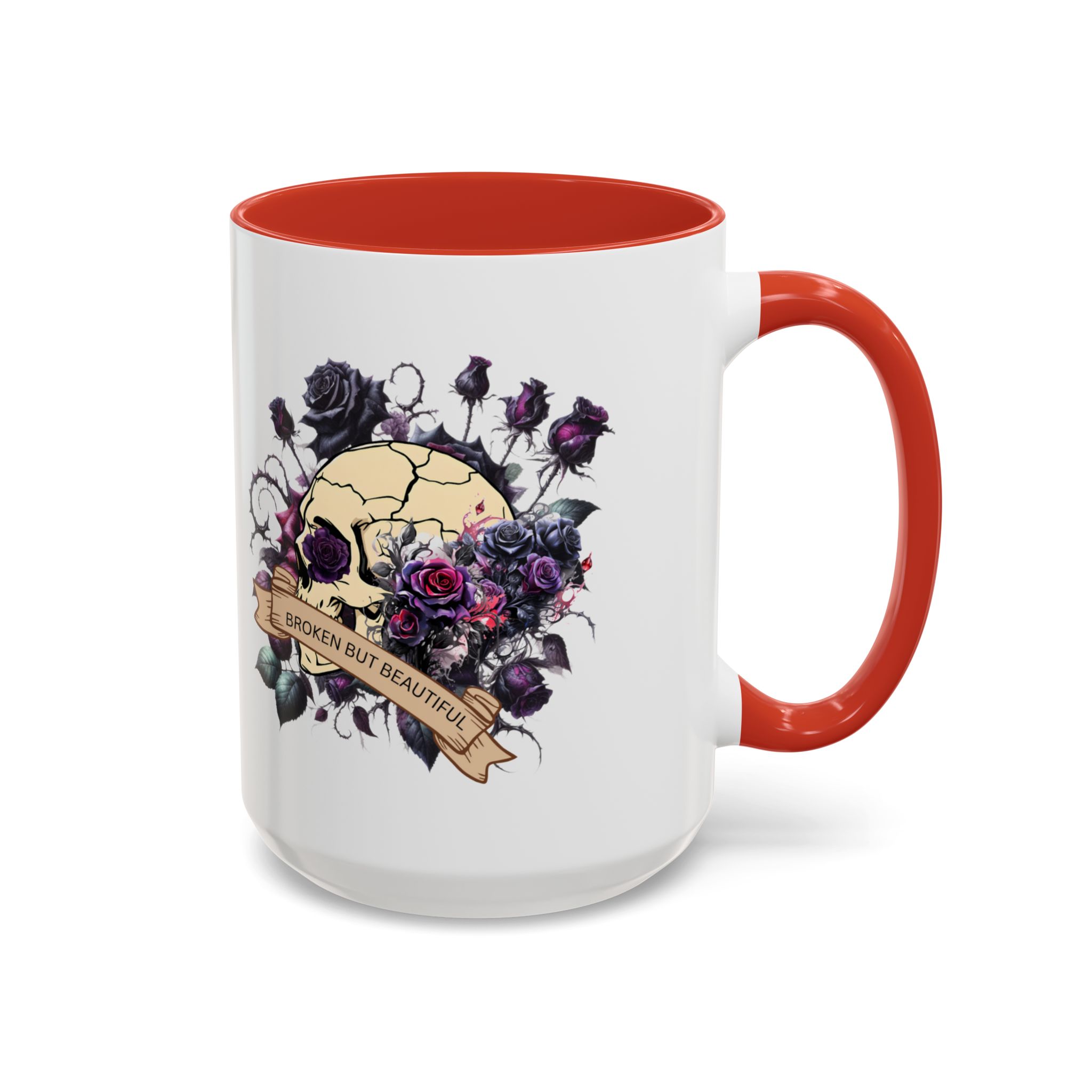 Broken But Beautiful Floral Coffee Mug - Gothic Gift for Tea Lovers, Unique Home Decor, Floral Skull Design, Ceramic Tea Cup, Gothic Mug - Image 30