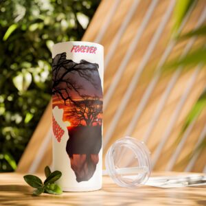 African Sunset Skinny Tumbler with Straw, 20oz | Travel Mug, Yeti Cup, Eco-Friendly Drinkware, Gift for Nature Lovers, Black History Month