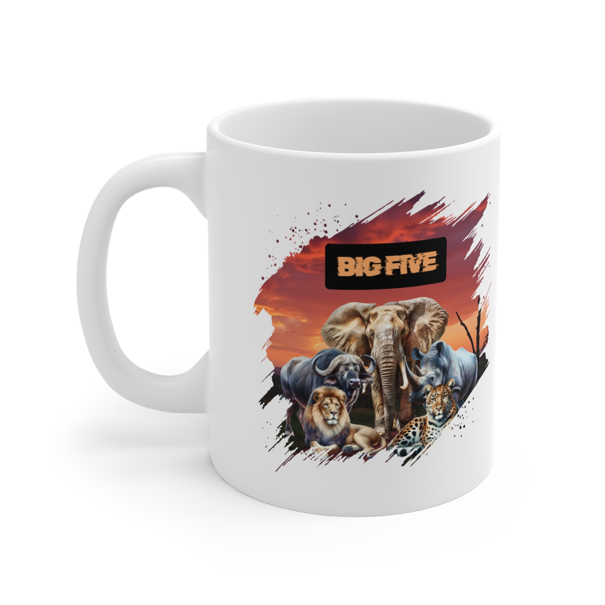 Big Five Wildlife Ceramic Mug - Unique Animal Lovers Gift, Safari Mug, Coffee Cup, Jungle Artwork, Nature Lover Decor - Image 4