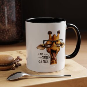Funny Giraffe Coffee Mug – "A yawn is a silent scream for Coffee" Accent Mug
