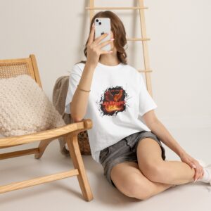 Unisex Heavy Cotton Tee with Fiery Phoenix Design - Bold Graphic Shirt for Friends, Gift for Birthdays, Cool Casual Wear