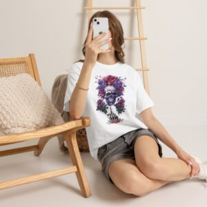 Skull Floral Unisex Tee, Alternative Tee for Halloween, Gothic Fashion, Casual Wear, Unique Gift for Her