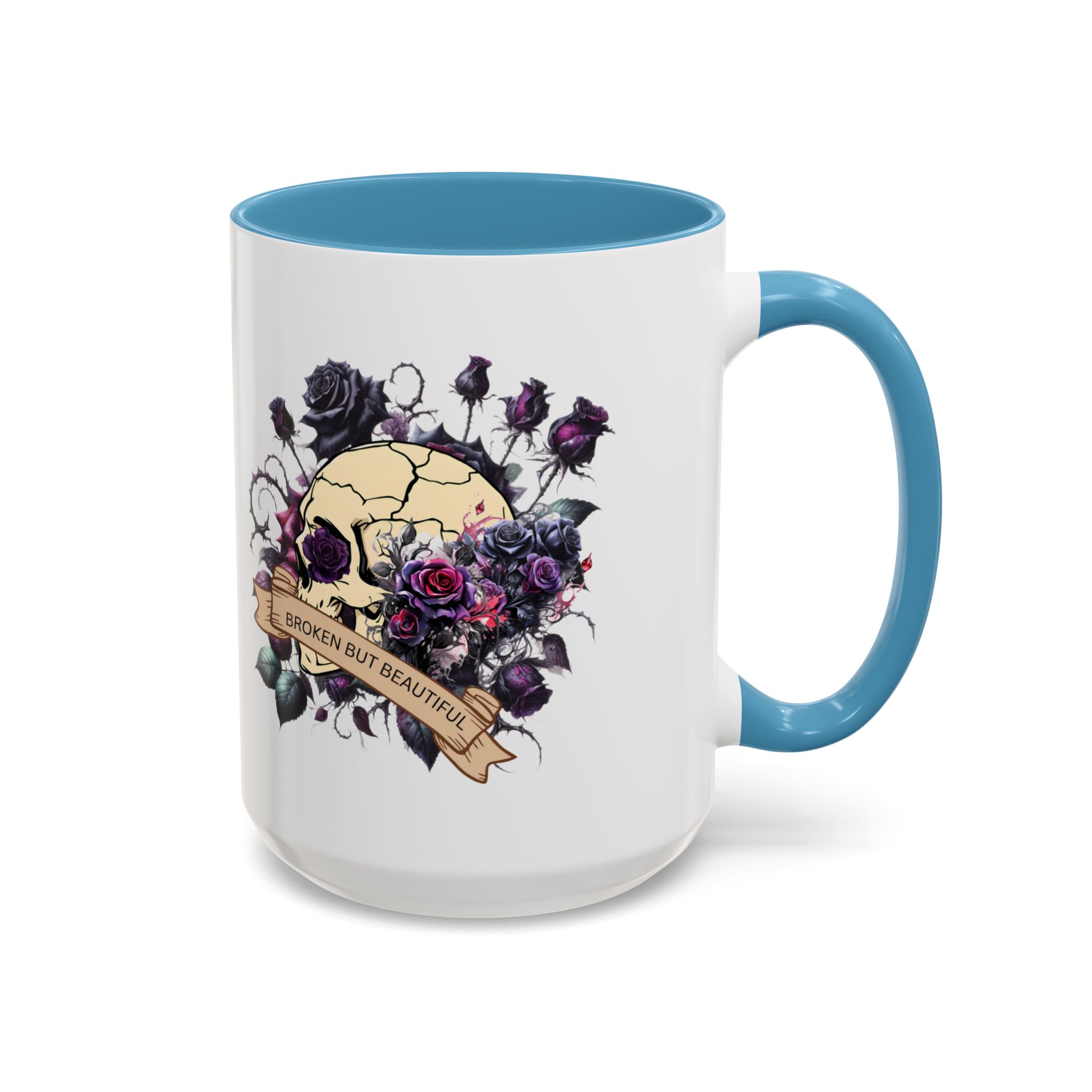 Broken But Beautiful Floral Coffee Mug - Gothic Gift for Tea Lovers, Unique Home Decor, Floral Skull Design, Ceramic Tea Cup, Gothic Mug - Image 38