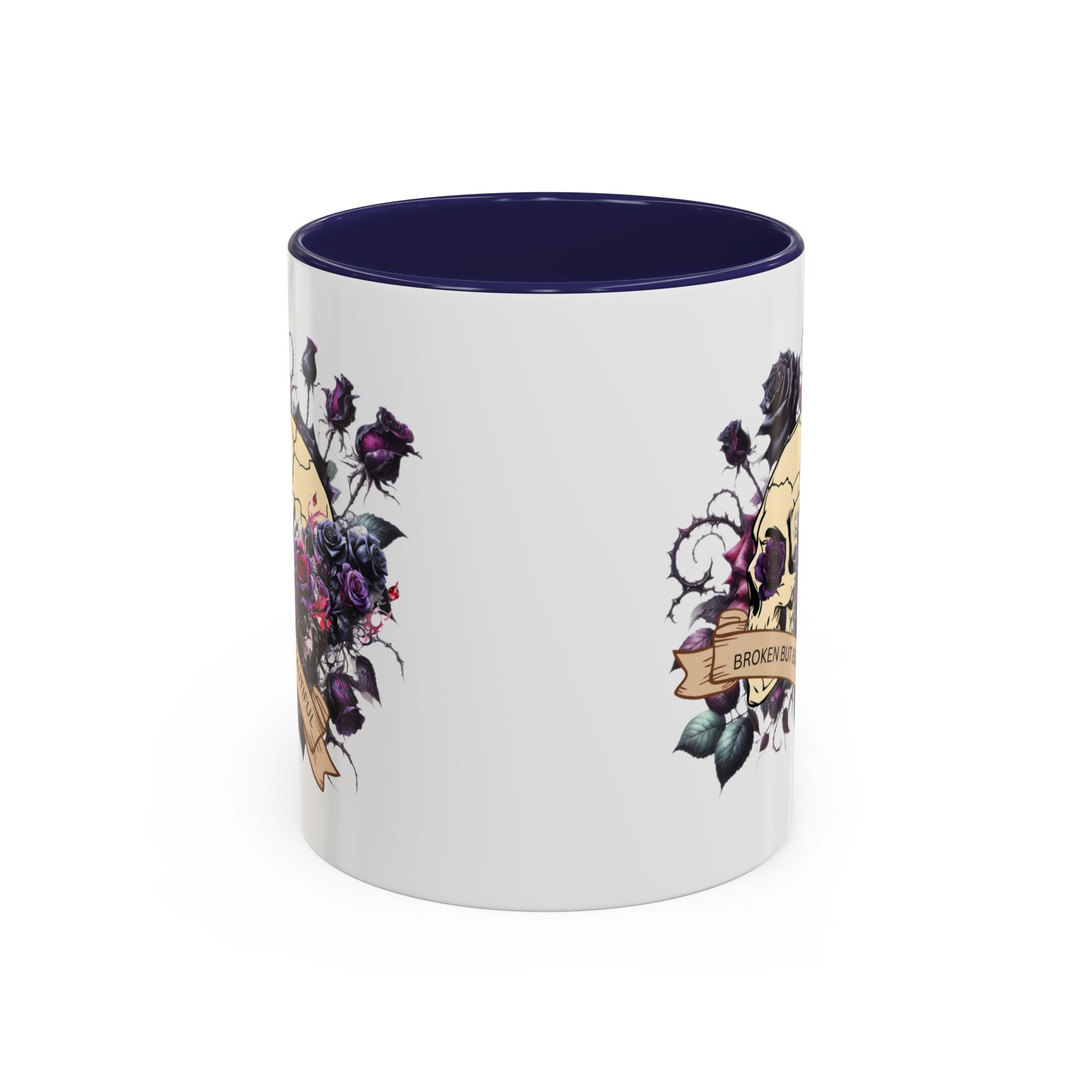 Broken But Beautiful Floral Coffee Mug - Gothic Gift for Tea Lovers, Unique Home Decor, Floral Skull Design, Ceramic Tea Cup, Gothic Mug - Image 5