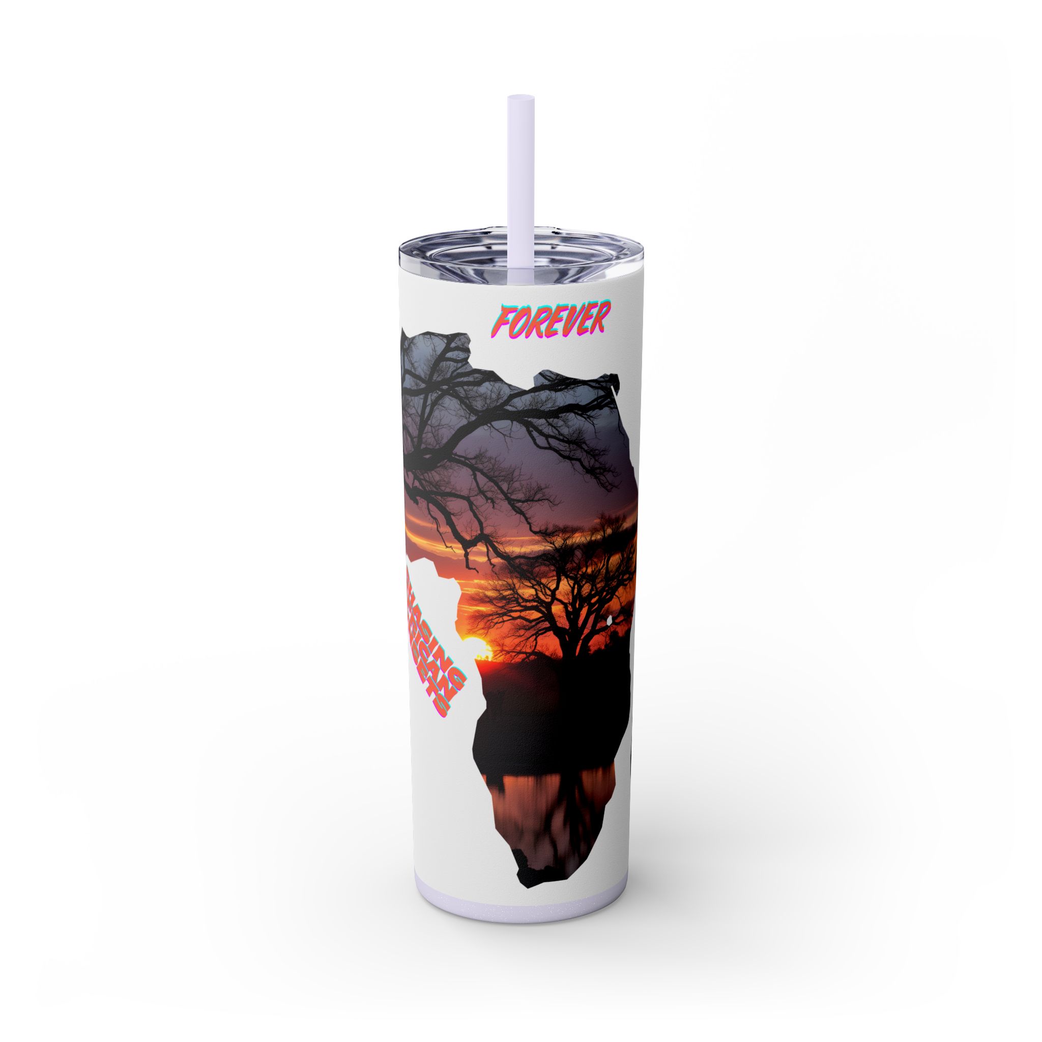 African Sunset Skinny Tumbler with Straw, 20oz | Travel Mug, Yeti Cup, Eco-Friendly Drinkware, Gift for Nature Lovers, Black History Month - Image 66