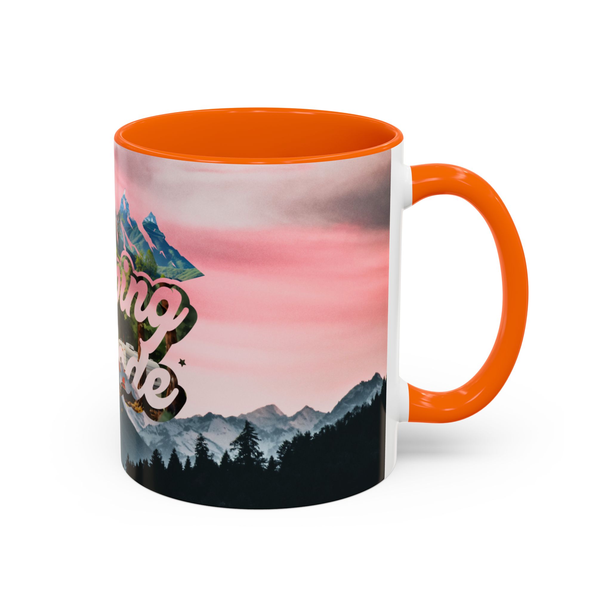 Camping Mode Coffee Mug — Pink Mountain Scenic Accent Mug (11/15oz) - Image 52
