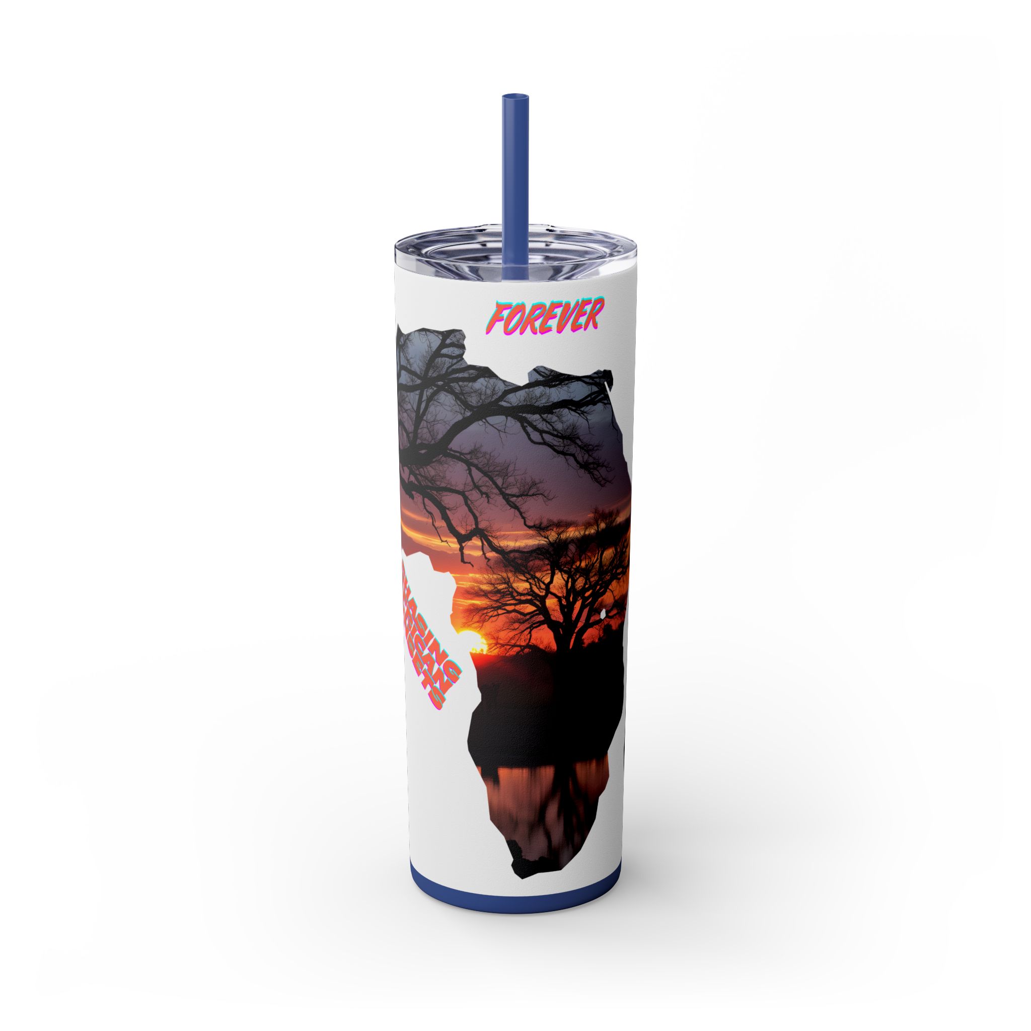African Sunset Skinny Tumbler with Straw, 20oz | Travel Mug, Yeti Cup, Eco-Friendly Drinkware, Gift for Nature Lovers, Black History Month - Image 61