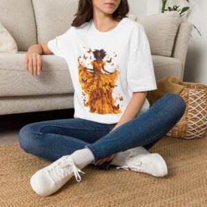Butterfly Goddess T-Shirt — Afrocentric Yellow Dress Art Tee