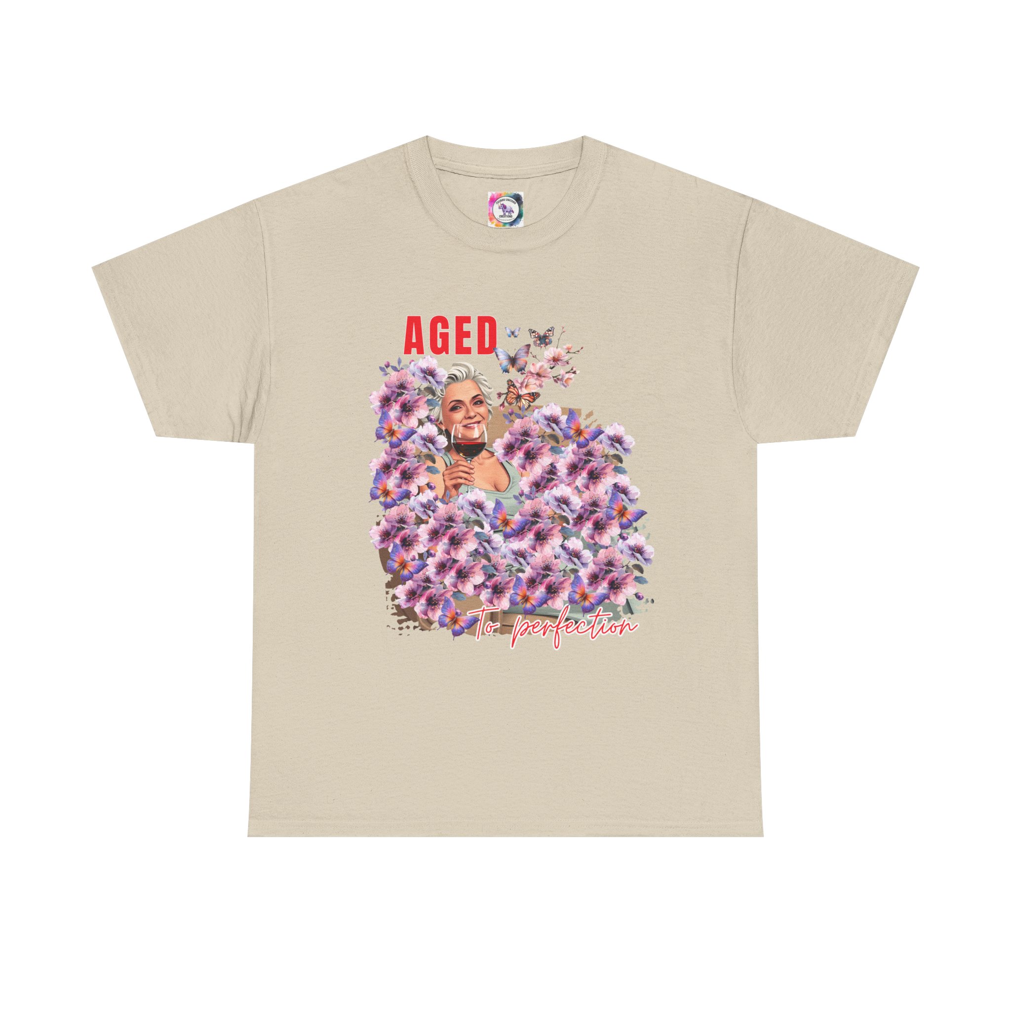 Aged to Perfection Unisex Heavy Cotton Tee, Birthday Gift, Casual Wear, Celebration Shirt, Floral Graphic Tee - Image 2