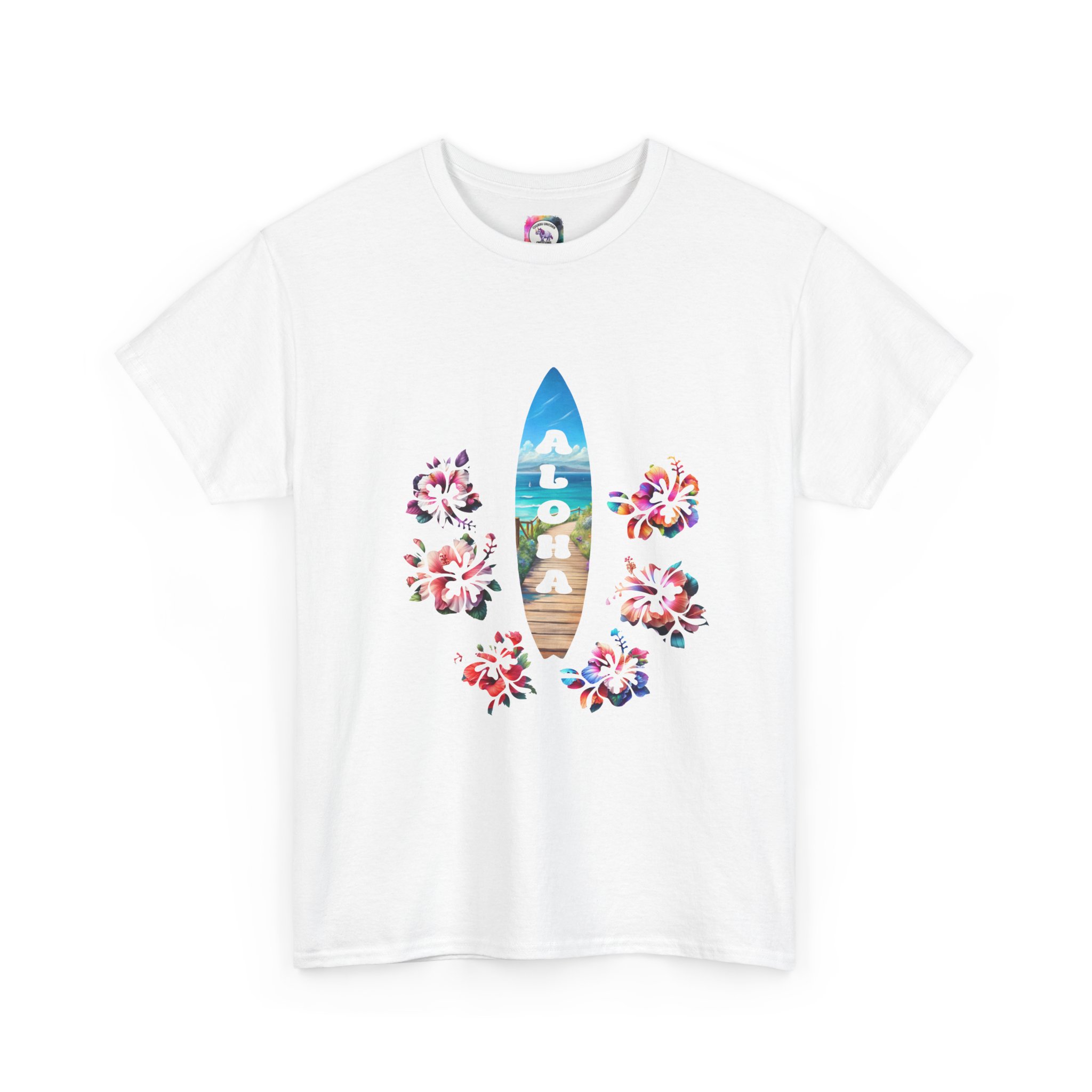 Aloha Surfboard Tee — Hawaiian Floral Beach T-Shirt - Image 3