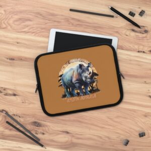 Rhino Laptop Sleeve - Eco-Friendly Laptop Case, Save the Chubby Unicorn, Wildlife Art, Gift for Animal Lovers