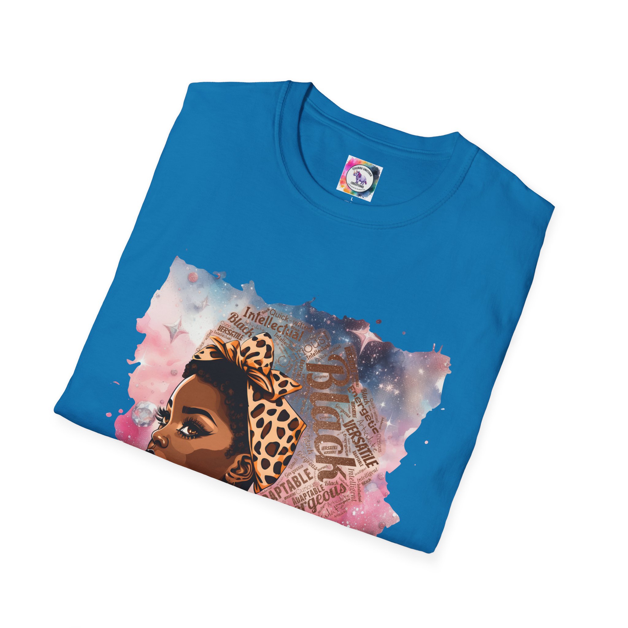 Gemini Queen Afro Chic T-Shirt — Black Queen Graphic Tee with Leopard Headwrap - Image 45