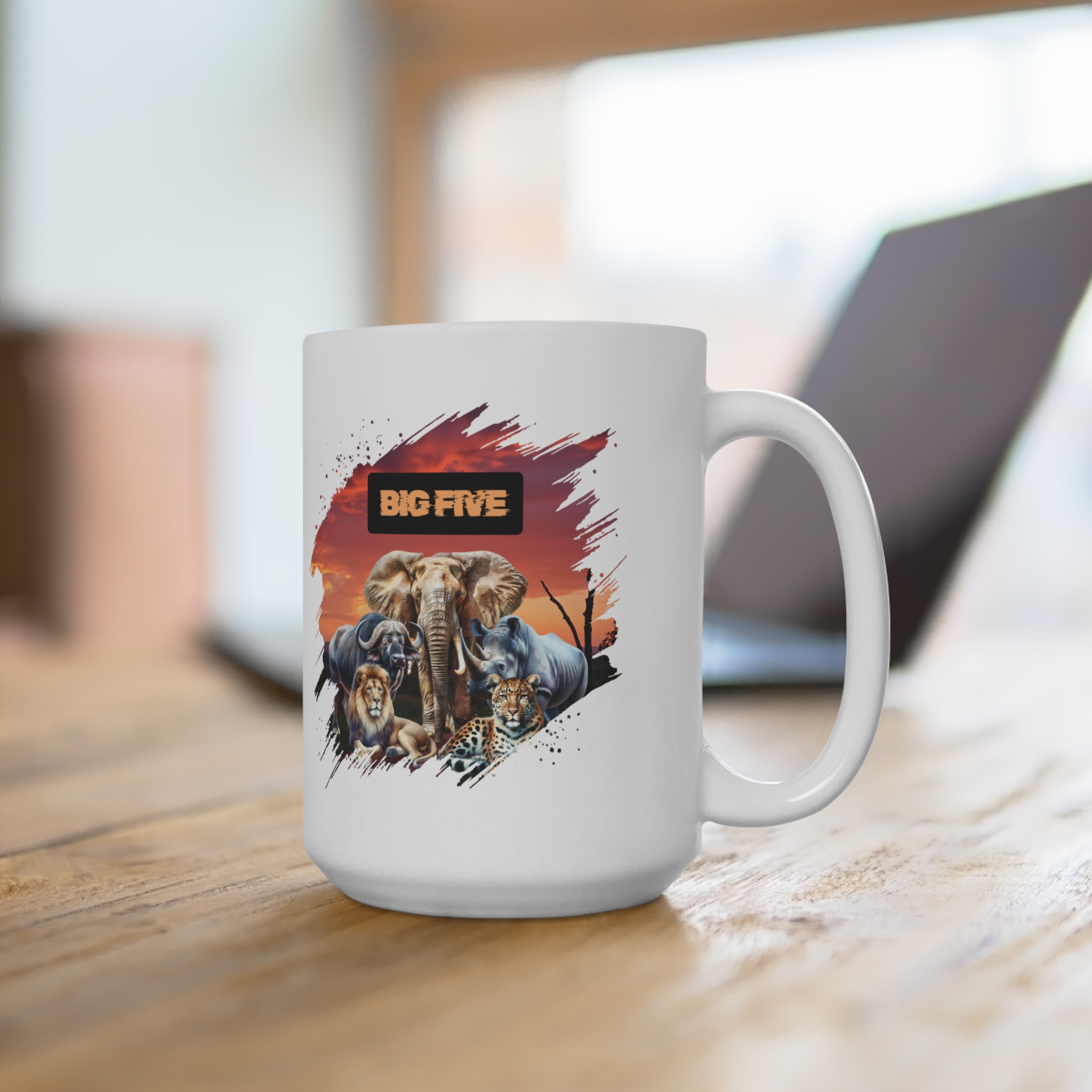 Big Five Wildlife Ceramic Mug - Unique Animal Lovers Gift, Safari Mug, Coffee Cup, Jungle Artwork, Nature Lover Decor - Image 8