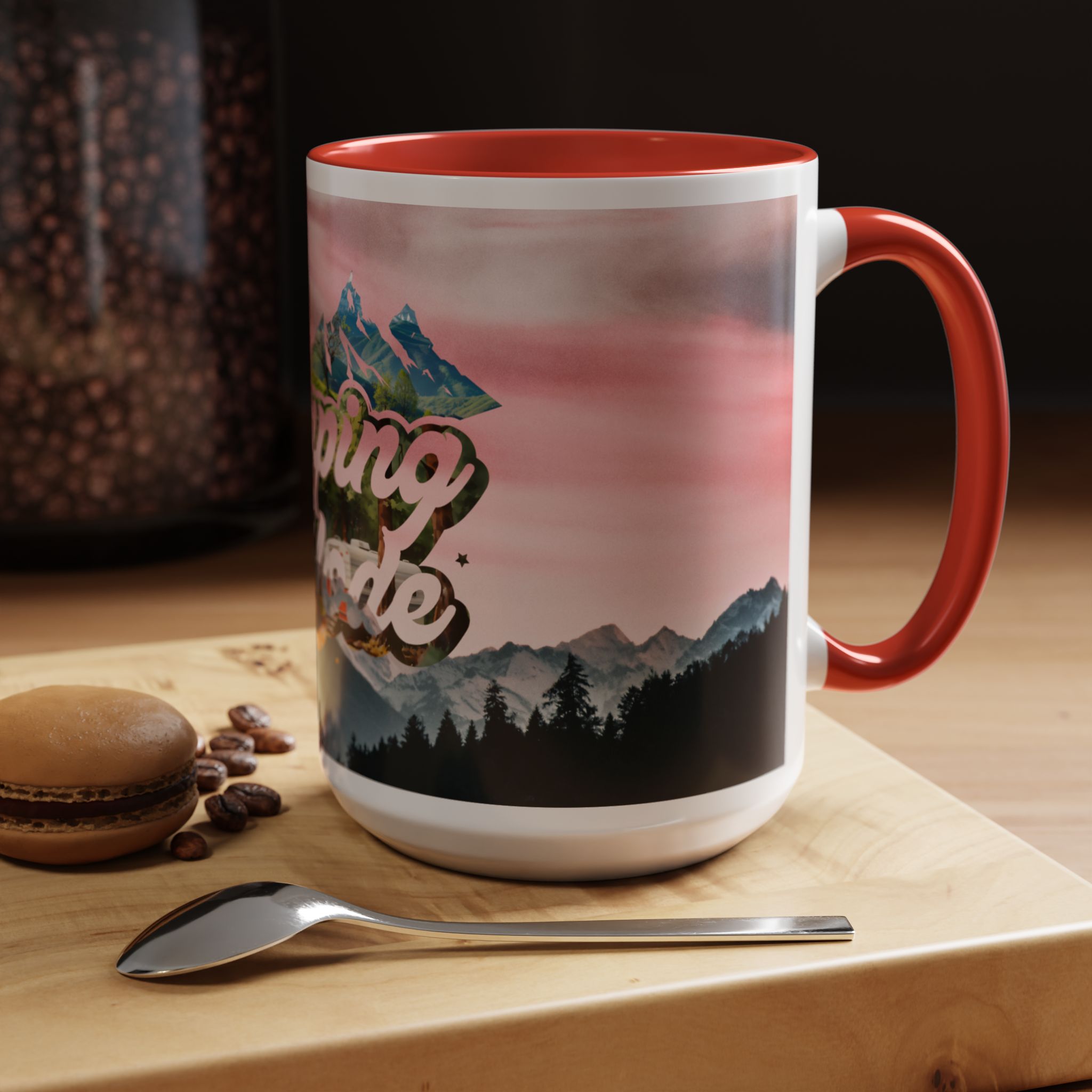 Camping Mode Coffee Mug — Pink Mountain Scenic Accent Mug (11/15oz) - Image 40