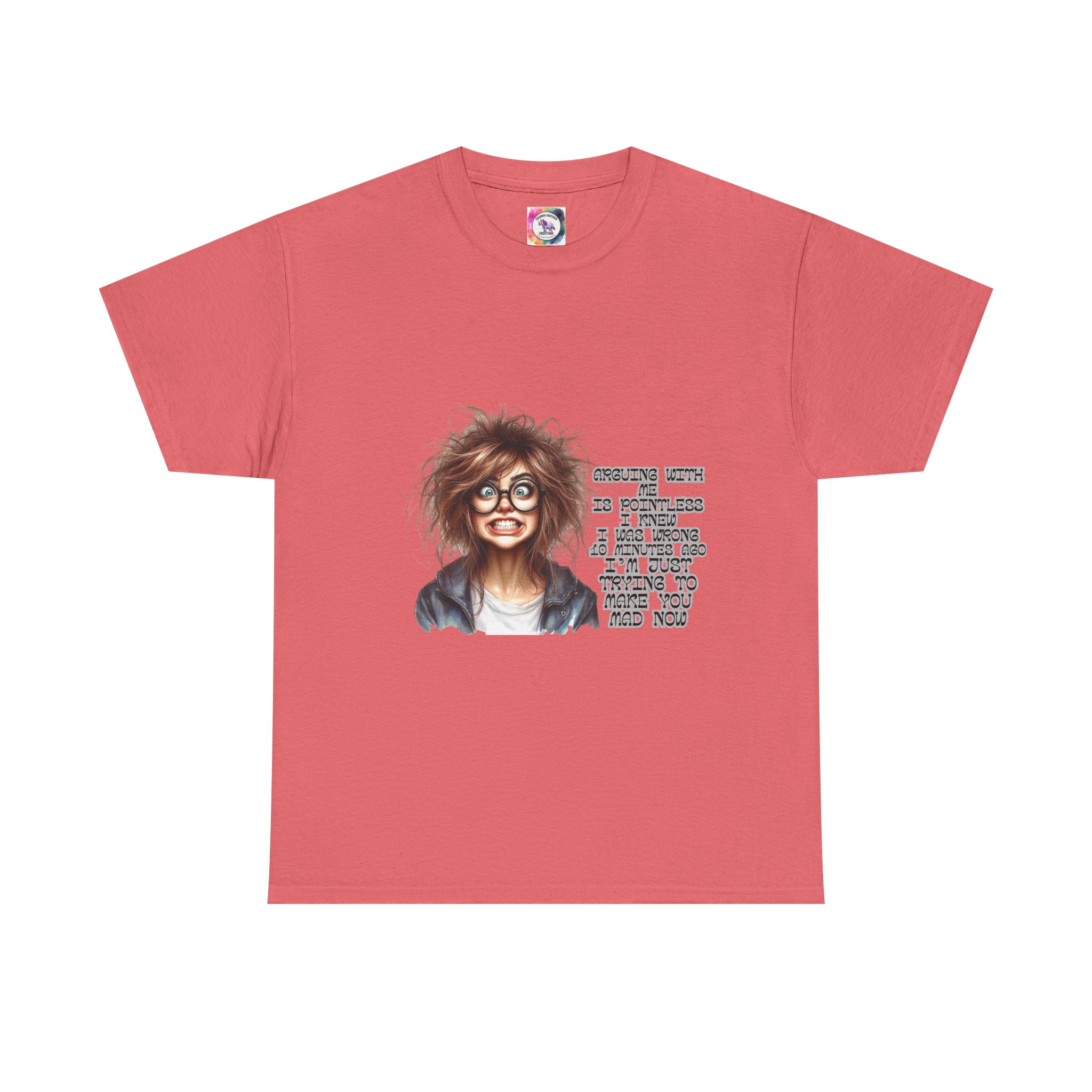 Crazy Hair Woman T‑Shirt — Funny Geeky Portrait with 'Funny' Quote - Image 5