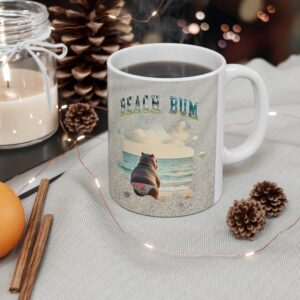 Beach Bum Coffee Mug - Fun Ceramic Cup for Beach Lovers, Vacation Gift, Summer Decor, Coffee Lovers, Relaxation Vibe, 11oz/15oz