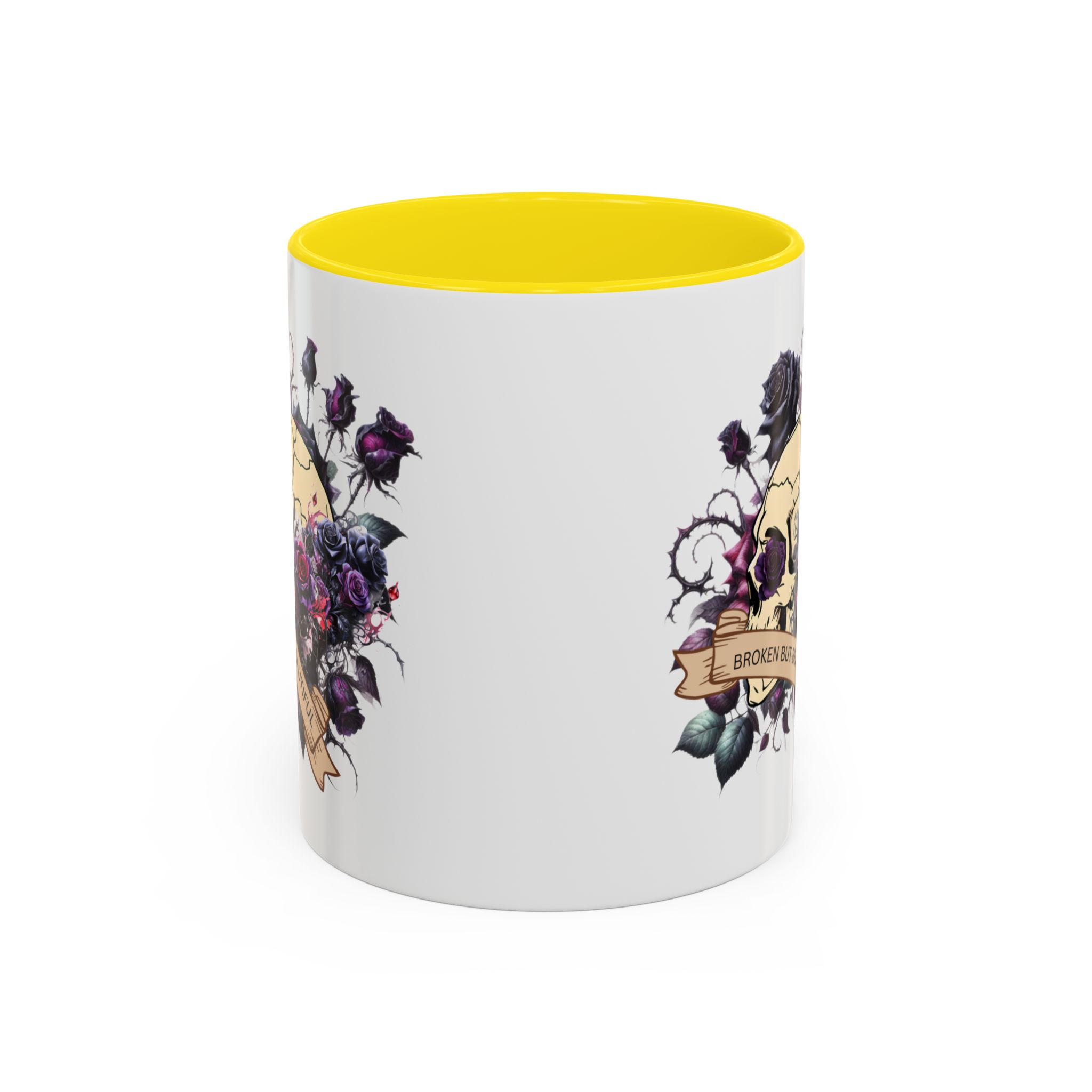 Broken But Beautiful Floral Coffee Mug - Gothic Gift for Tea Lovers, Unique Home Decor, Floral Skull Design, Ceramic Tea Cup, Gothic Mug - Image 45