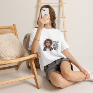 Crazy Hair Woman T‑Shirt — Funny Geeky Portrait with 'Funny' Quote