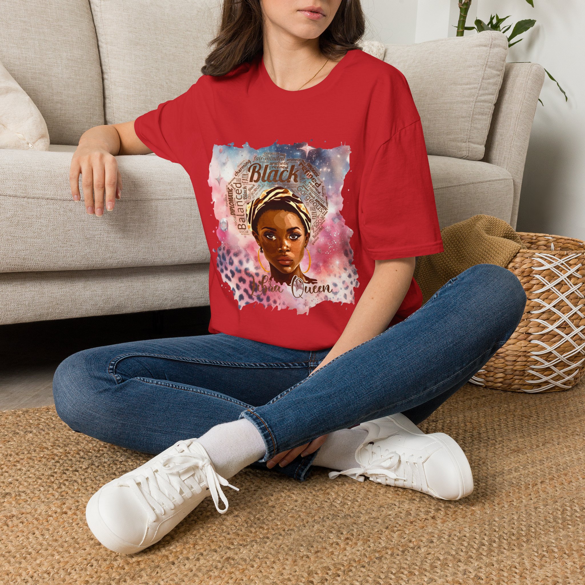 T-Shirt — Black Libra Queen Portrait Tee (Afrocentric Art, Empowerment) - Image 55