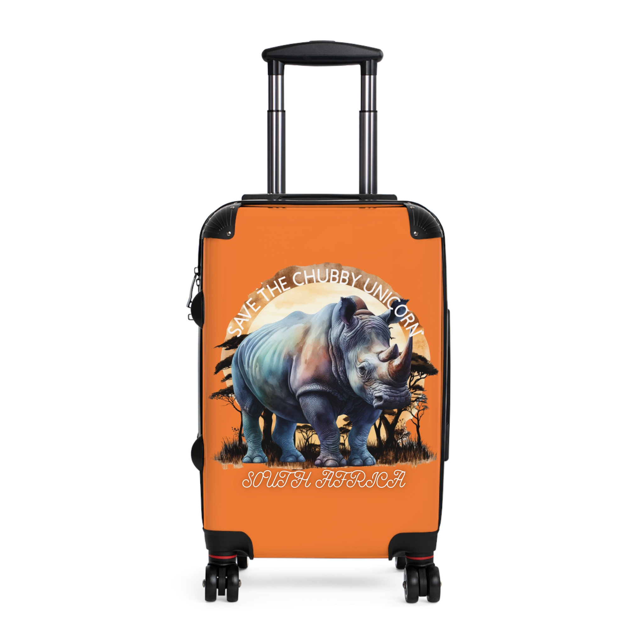 Rhino Art Suitcase, Travel Luggage for Animal Lovers, Cute Carry-On for Kids & Adults, Save the Chubby Unicorn, Eco-Friendly Travel Gear - Image 2