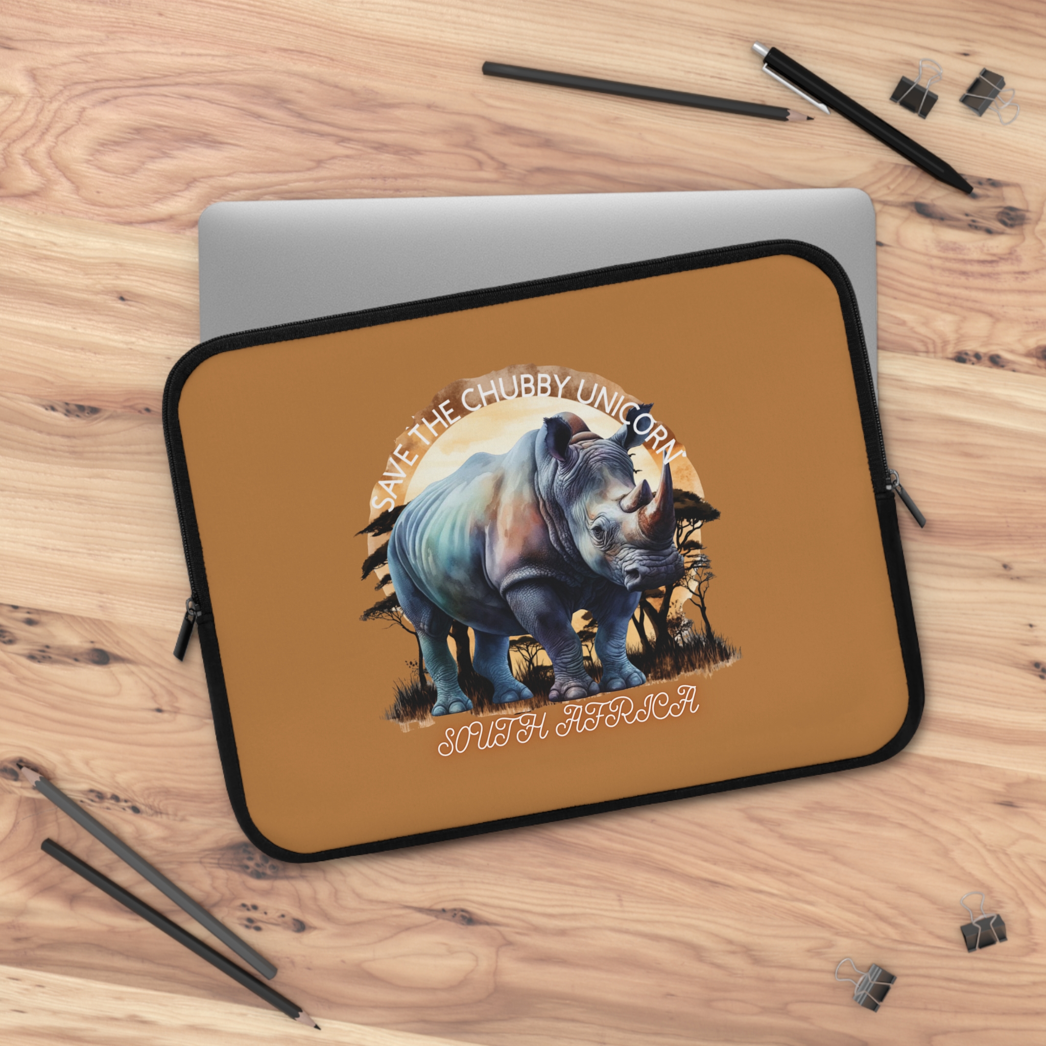 Rhino Laptop Sleeve - Eco-Friendly Laptop Case, Save the Chubby Unicorn, Wildlife Art, Gift for Animal Lovers - Image 15