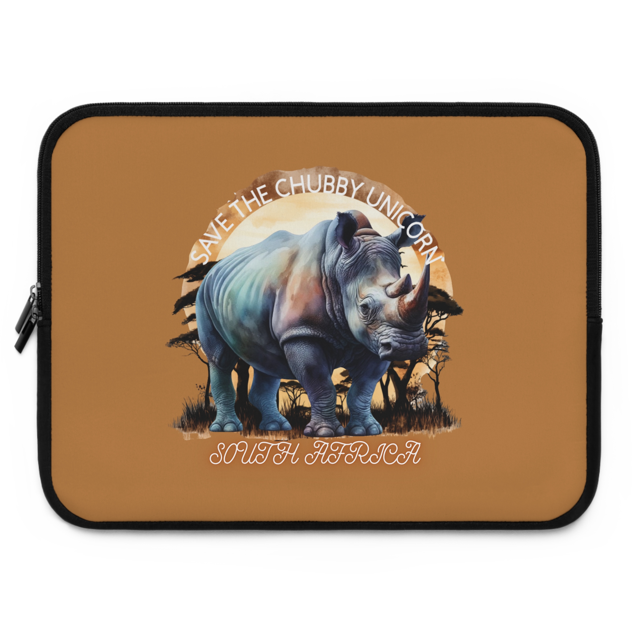 Rhino Laptop Sleeve - Eco-Friendly Laptop Case, Save the Chubby Unicorn, Wildlife Art, Gift for Animal Lovers - Image 11