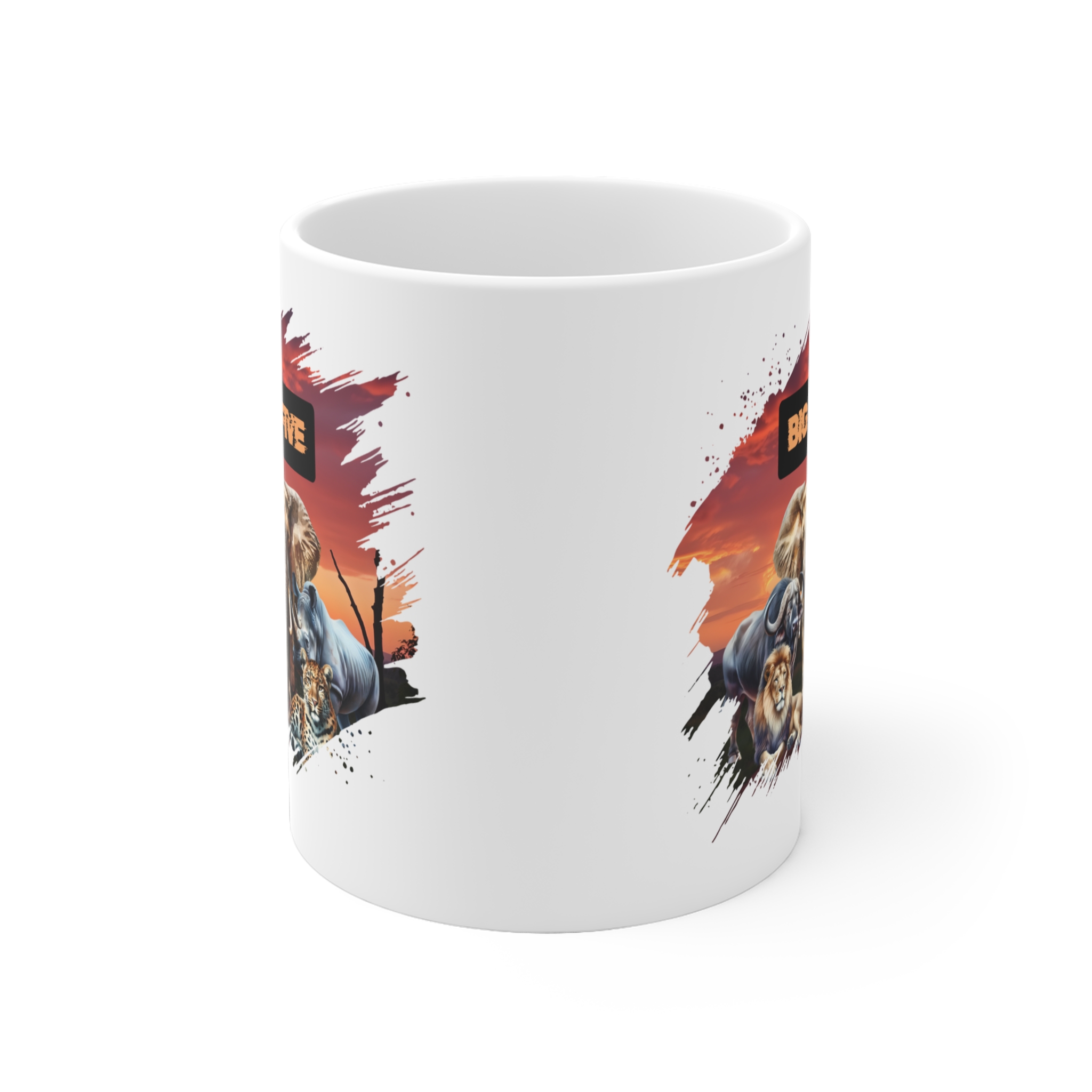 Big Five Wildlife Ceramic Mug - Unique Animal Lovers Gift, Safari Mug, Coffee Cup, Jungle Artwork, Nature Lover Decor - Image 2