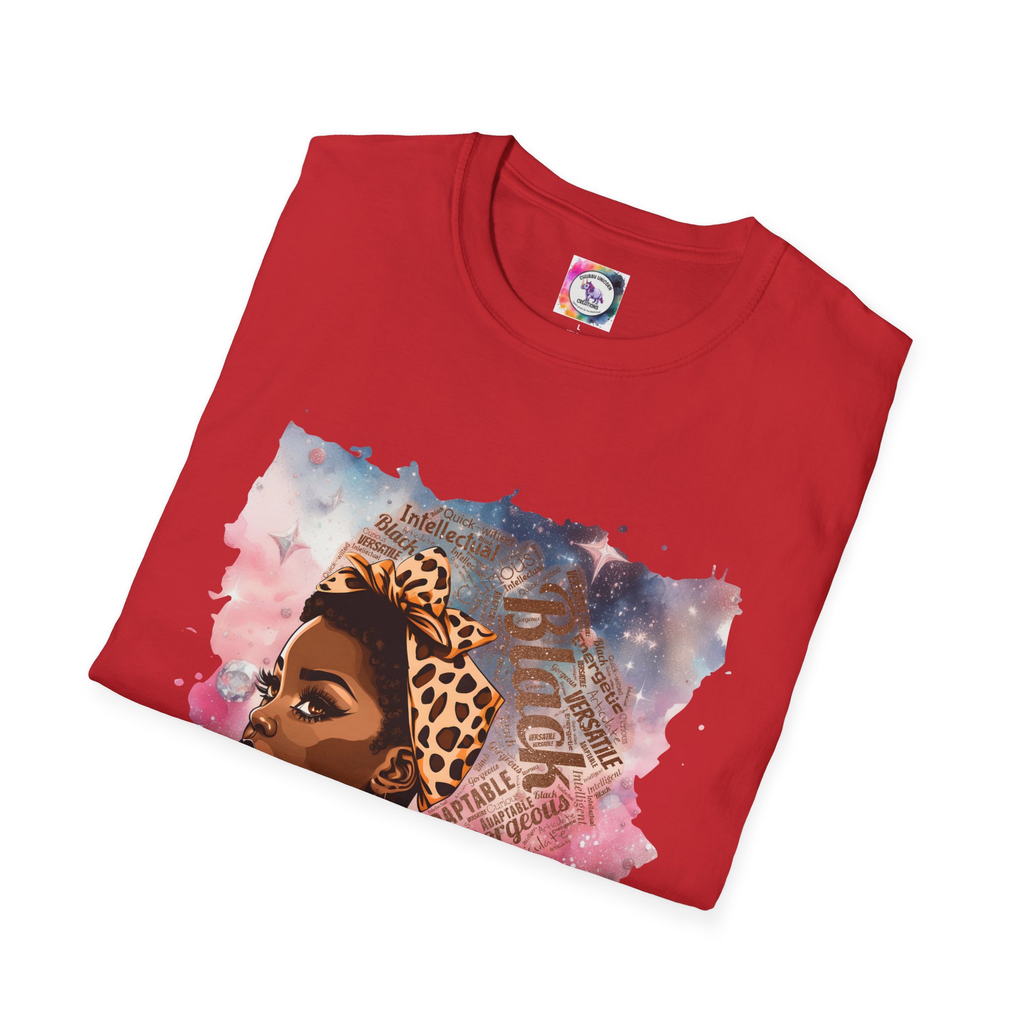 Gemini Queen Afro Chic T-Shirt — Black Queen Graphic Tee with Leopard Headwrap - Image 49
