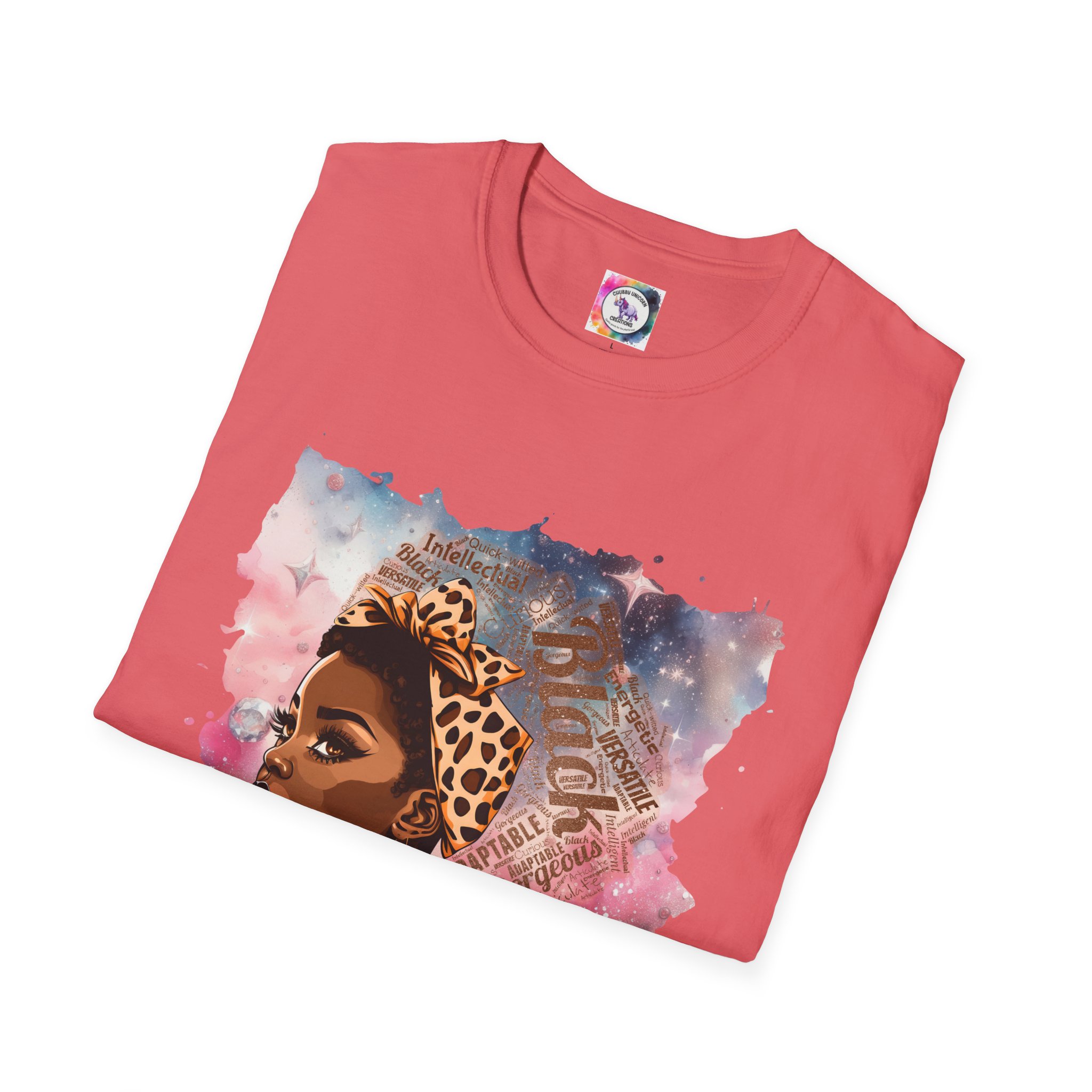 Gemini Queen Afro Chic T-Shirt — Black Queen Graphic Tee with Leopard Headwrap - Image 13