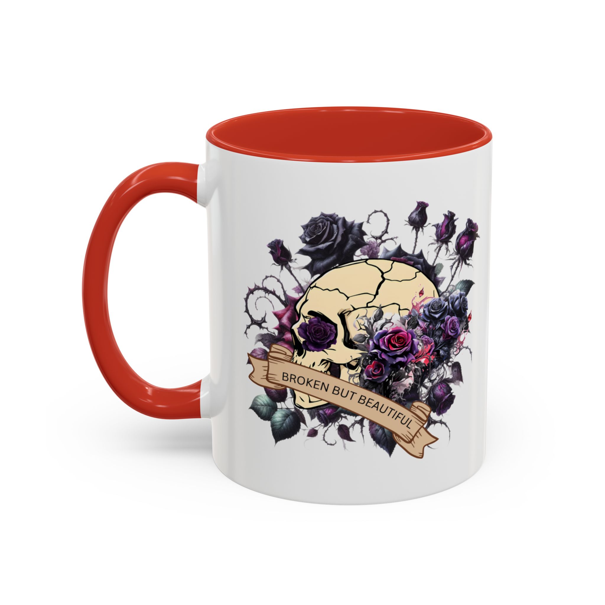 Broken But Beautiful Floral Coffee Mug - Gothic Gift for Tea Lovers, Unique Home Decor, Floral Skull Design, Ceramic Tea Cup, Gothic Mug - Image 15