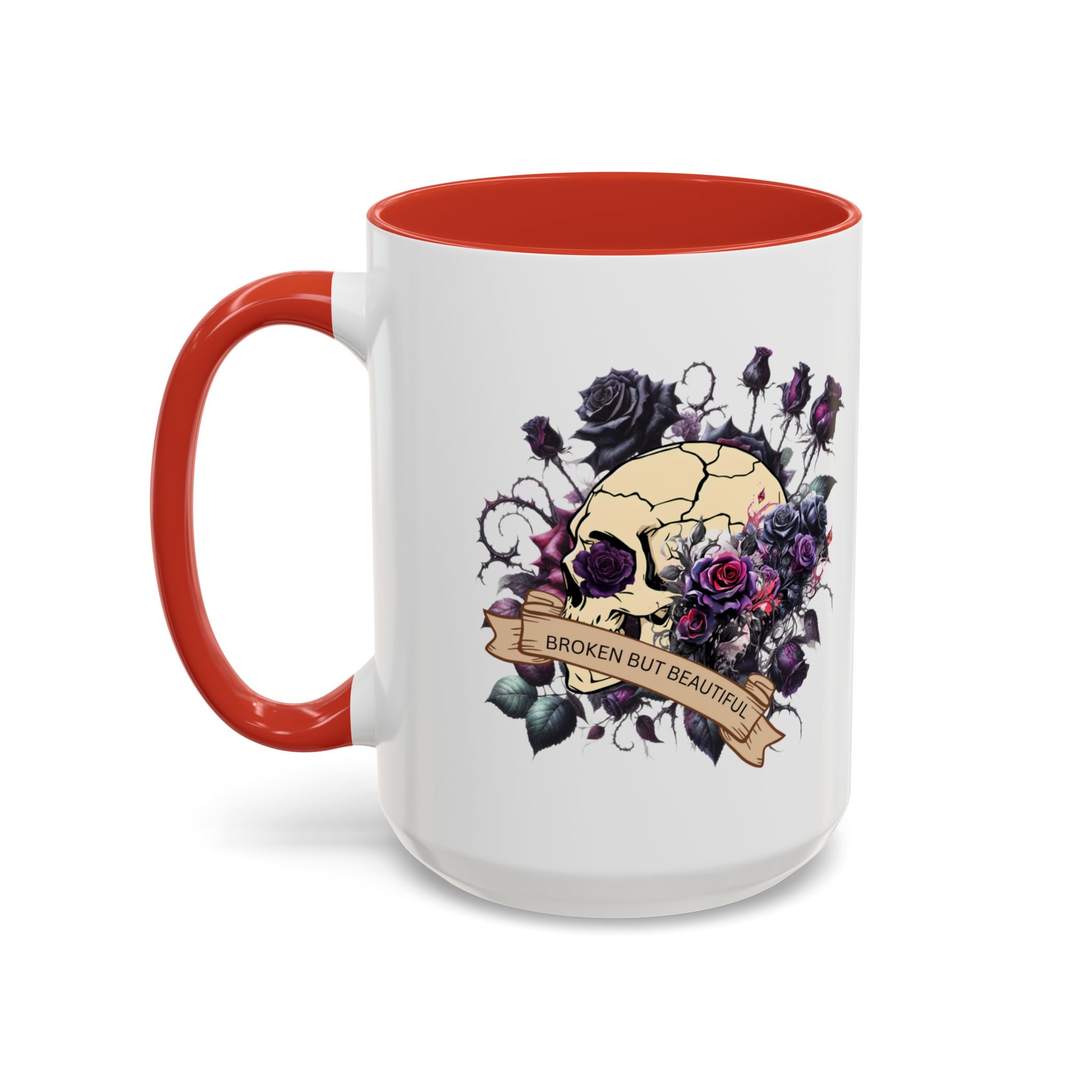 Broken But Beautiful Floral Coffee Mug - Gothic Gift for Tea Lovers, Unique Home Decor, Floral Skull Design, Ceramic Tea Cup, Gothic Mug - Image 31