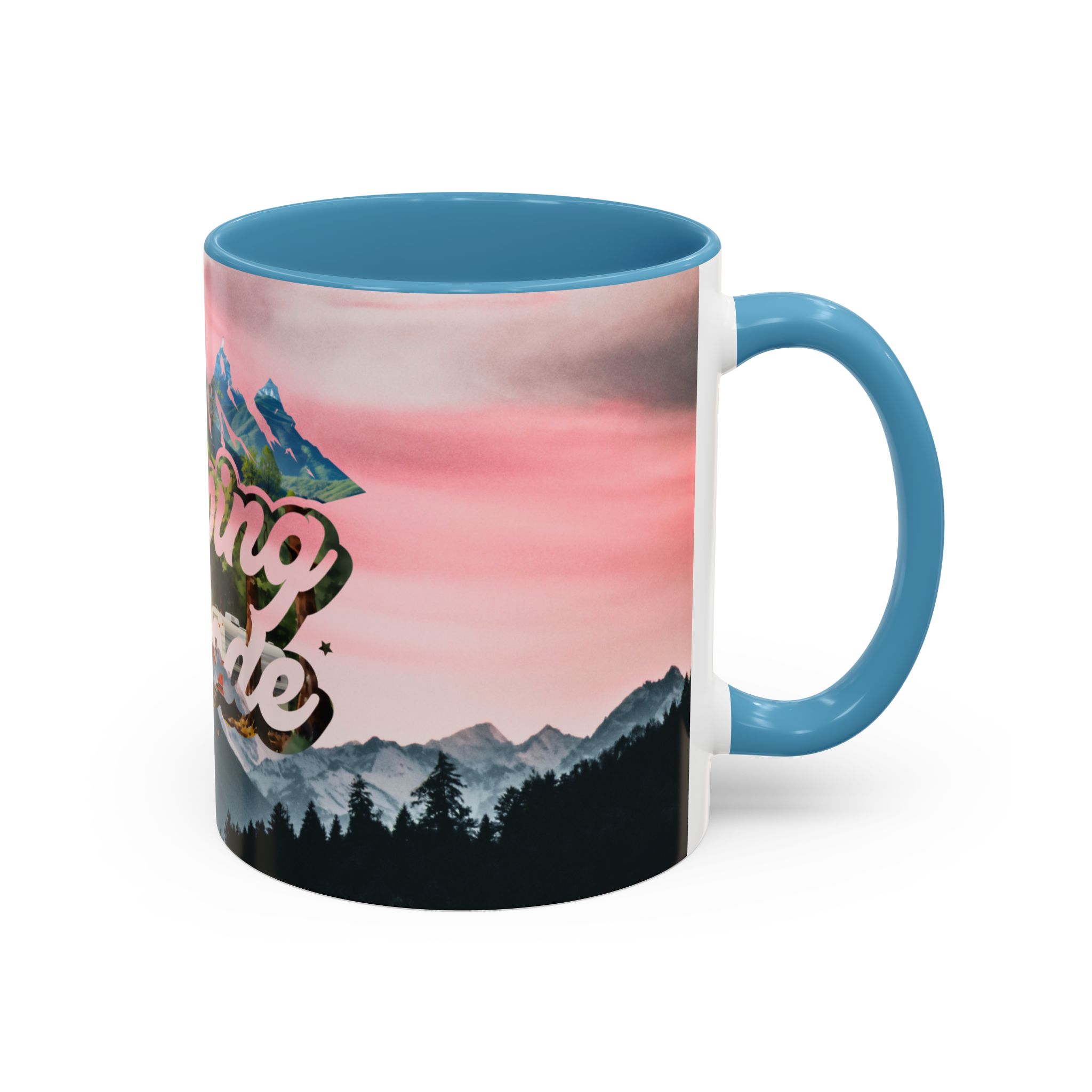 Camping Mode Coffee Mug — Pink Mountain Scenic Accent Mug (11/15oz) - Image 42