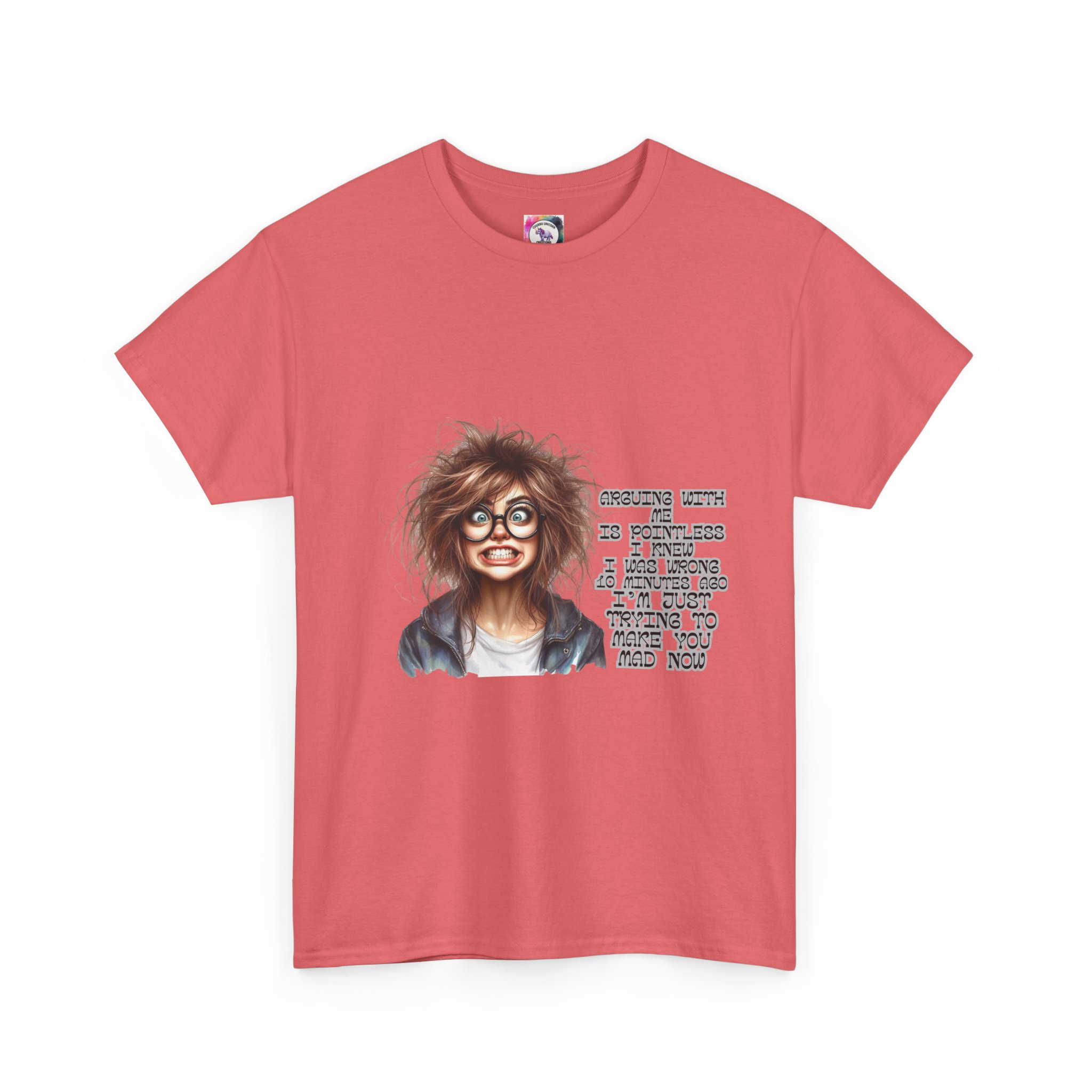 Crazy Hair Woman T‑Shirt — Funny Geeky Portrait with 'Funny' Quote - Image 7