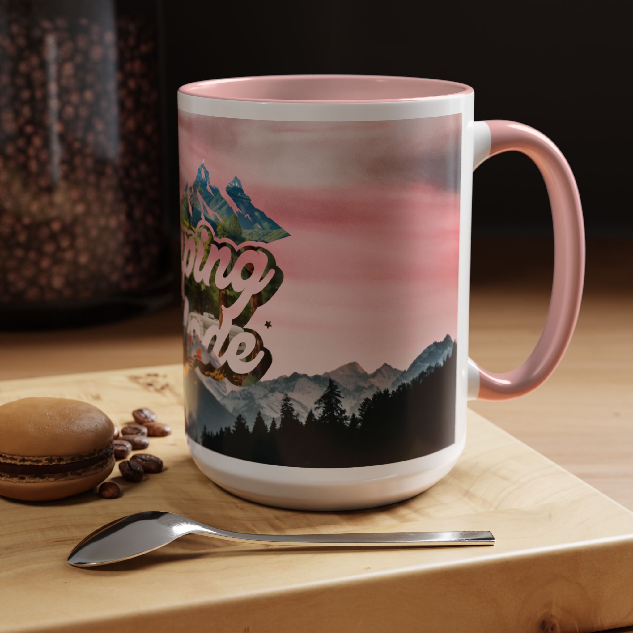 Camping Mode Coffee Mug — Pink Mountain Scenic Accent Mug (11/15oz) - Image 35