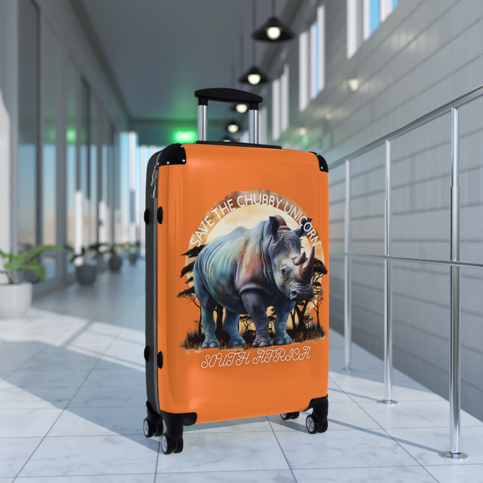 Rhino Art Suitcase, Travel Luggage for Animal Lovers, Cute Carry-On for Kids & Adults, Save the Chubby Unicorn, Eco-Friendly Travel Gear - Image 7
