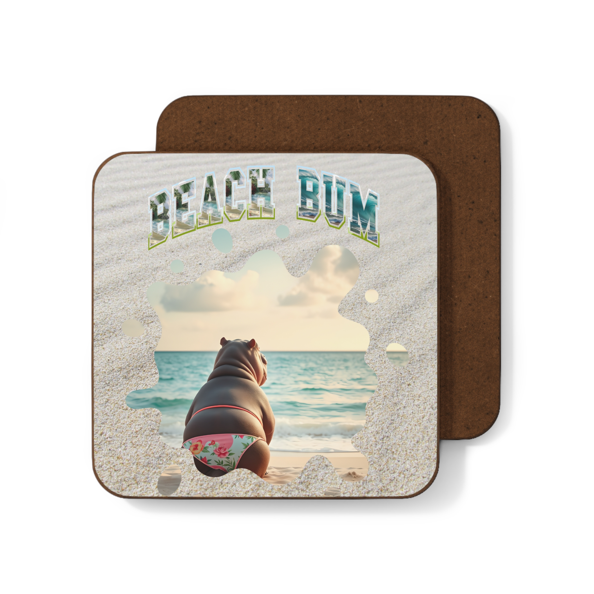 Beach Bum Hardboard Coaster, Fun Drinkware Accessory, Perfect for Summer Parties, Beach Lovers Gift, Home Bar Decor - Image 4