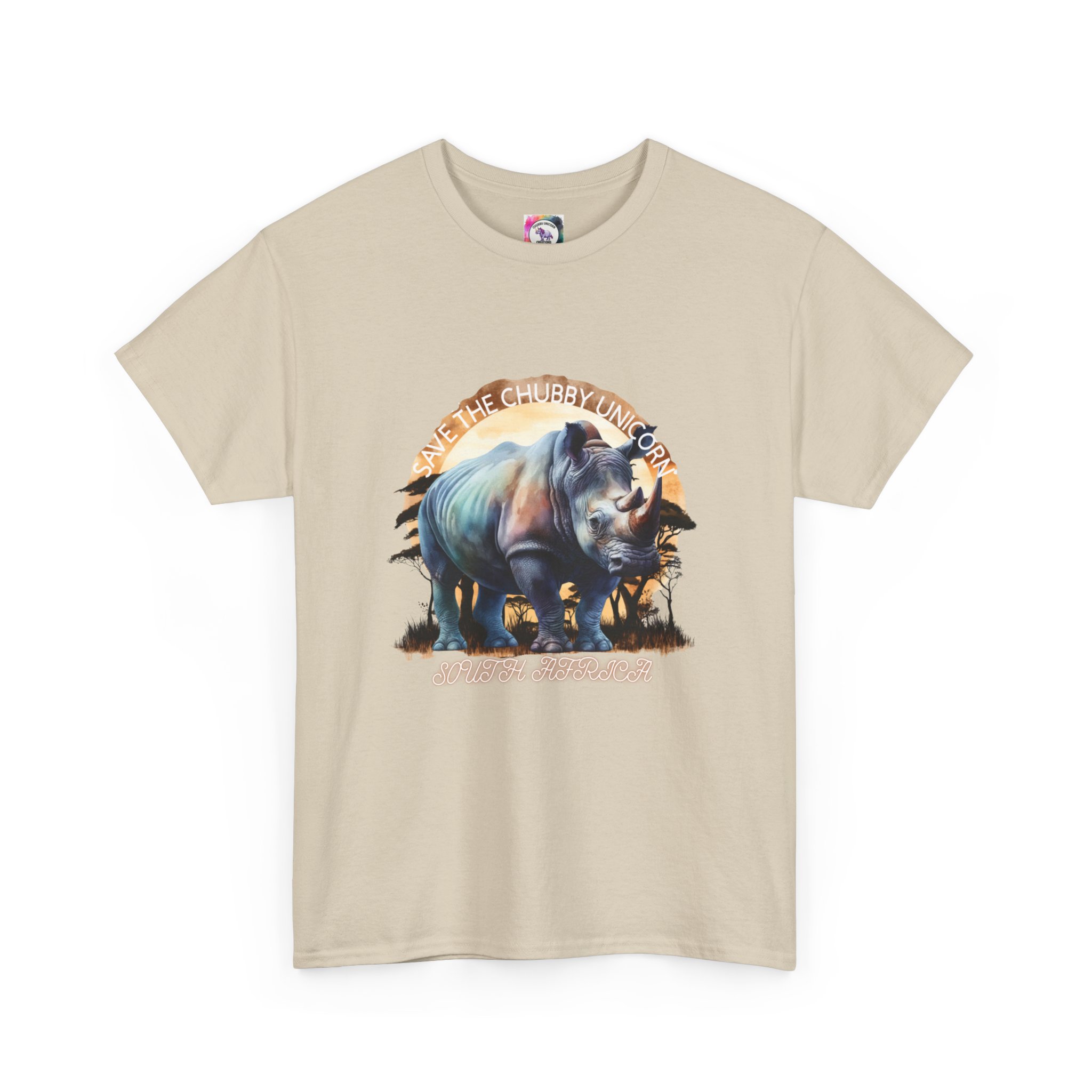 Vintage Rhino Graphic Tee | Comfortable Unisex Heavy Cotton Shirt | Animal Lover Gift | Eco-Friendly Fashion | Nature-Inspired Apparel - Image 4