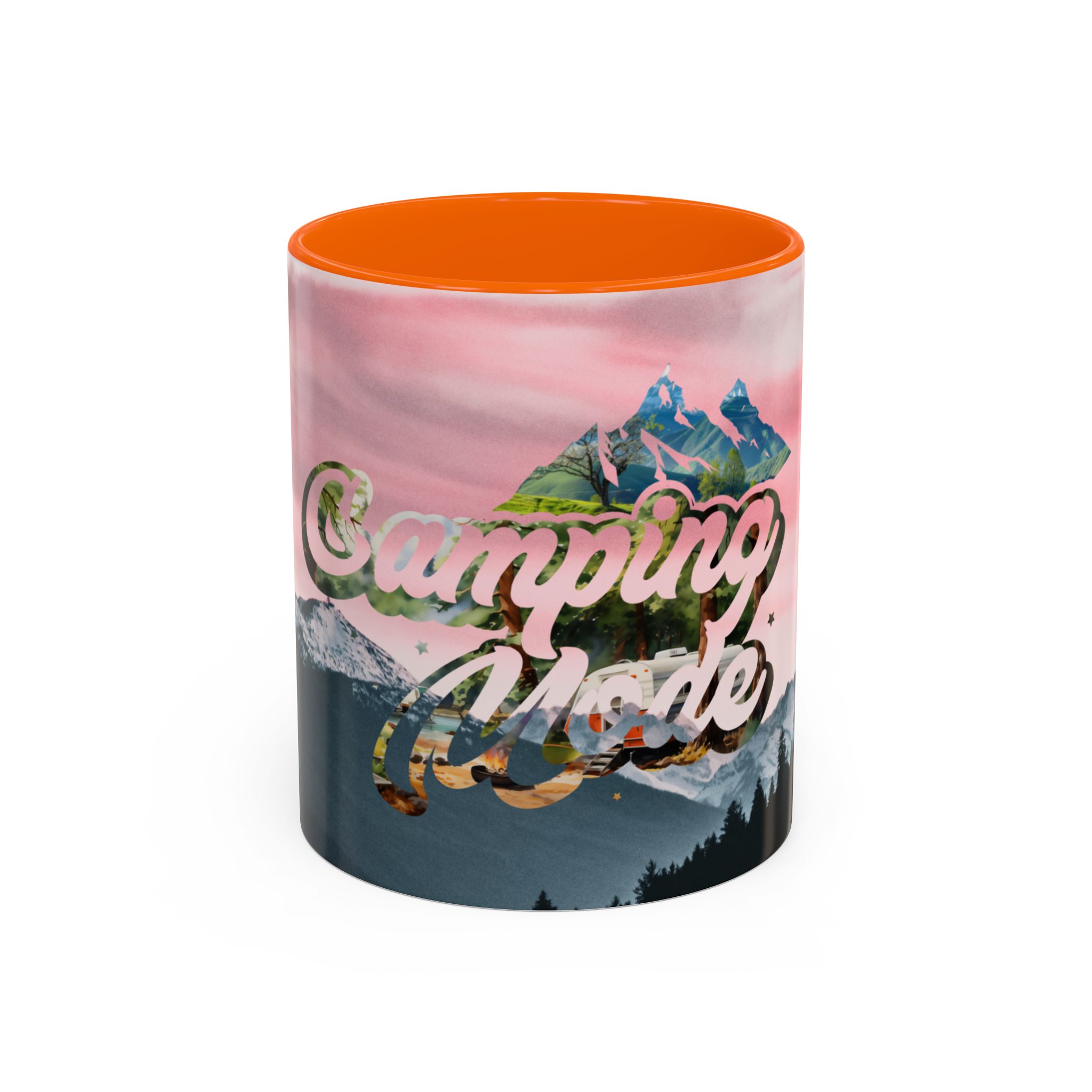 Camping Mode Coffee Mug — Pink Mountain Scenic Accent Mug (11/15oz) - Image 51