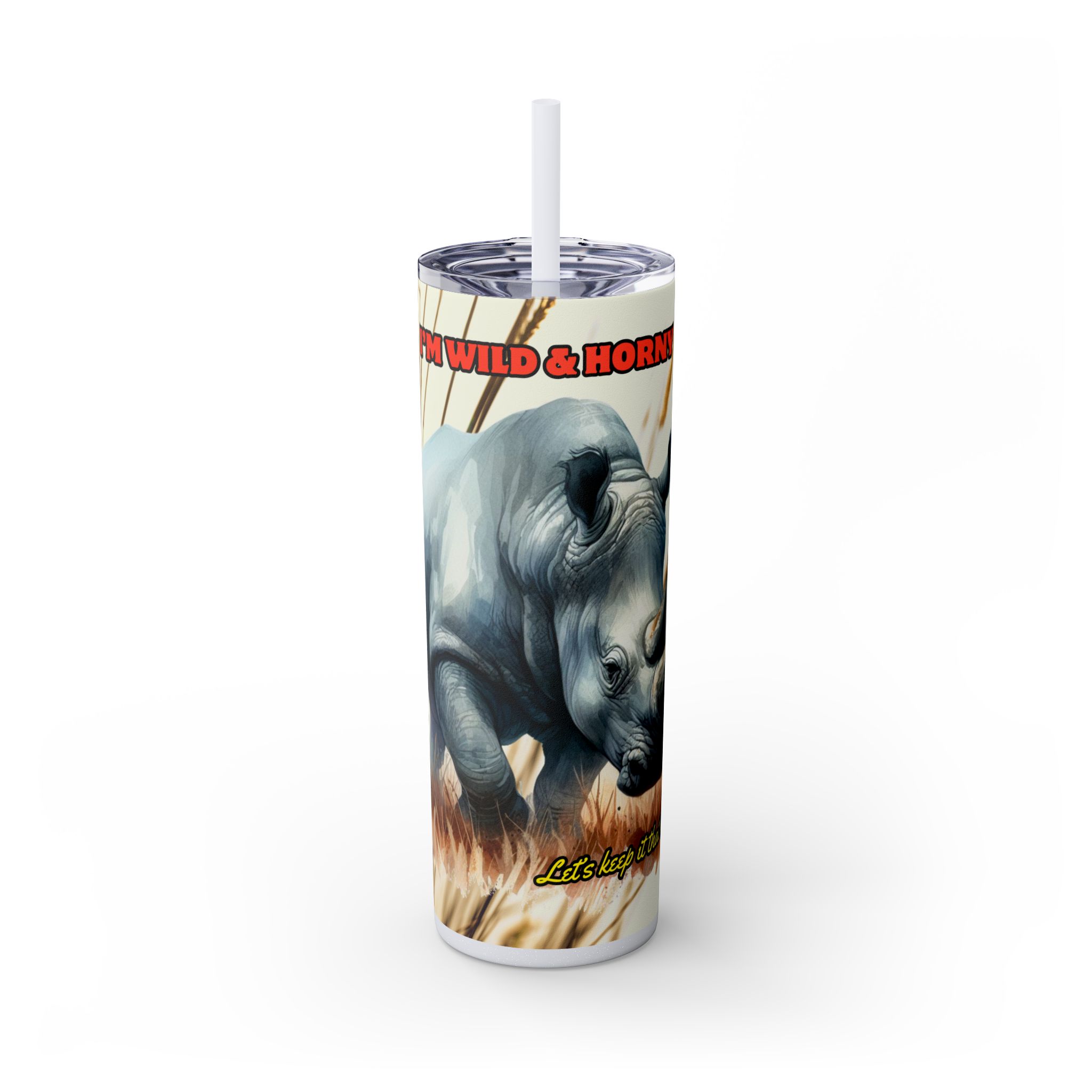Wild & Free Rhino Tumbler, 20oz Skinny Travel Cup, Nature Lover Gift, Outdoor Adventure Drinkware, Cute Animal Cup, Wildlife Enthusiast Mug - Image 16