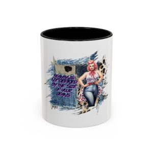 Vintage Pin-Up Coffee Mug — "Beauty is Not Defined by the Size of Your Jeans" Accent Mug