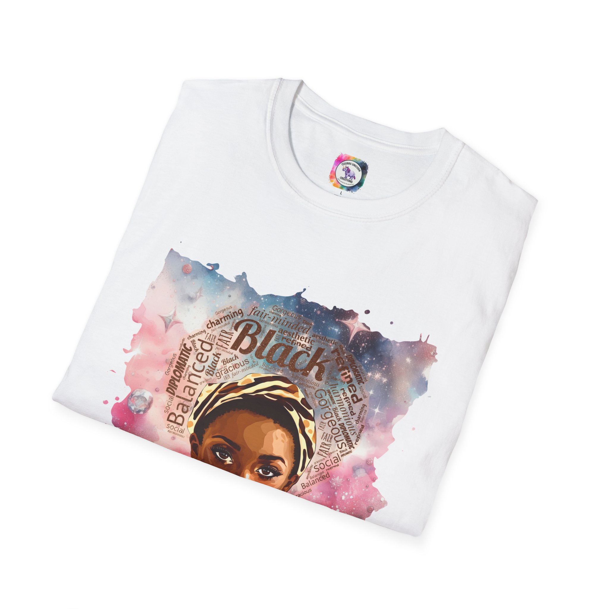 T-Shirt — Black Libra Queen Portrait Tee (Afrocentric Art, Empowerment) - Image 5