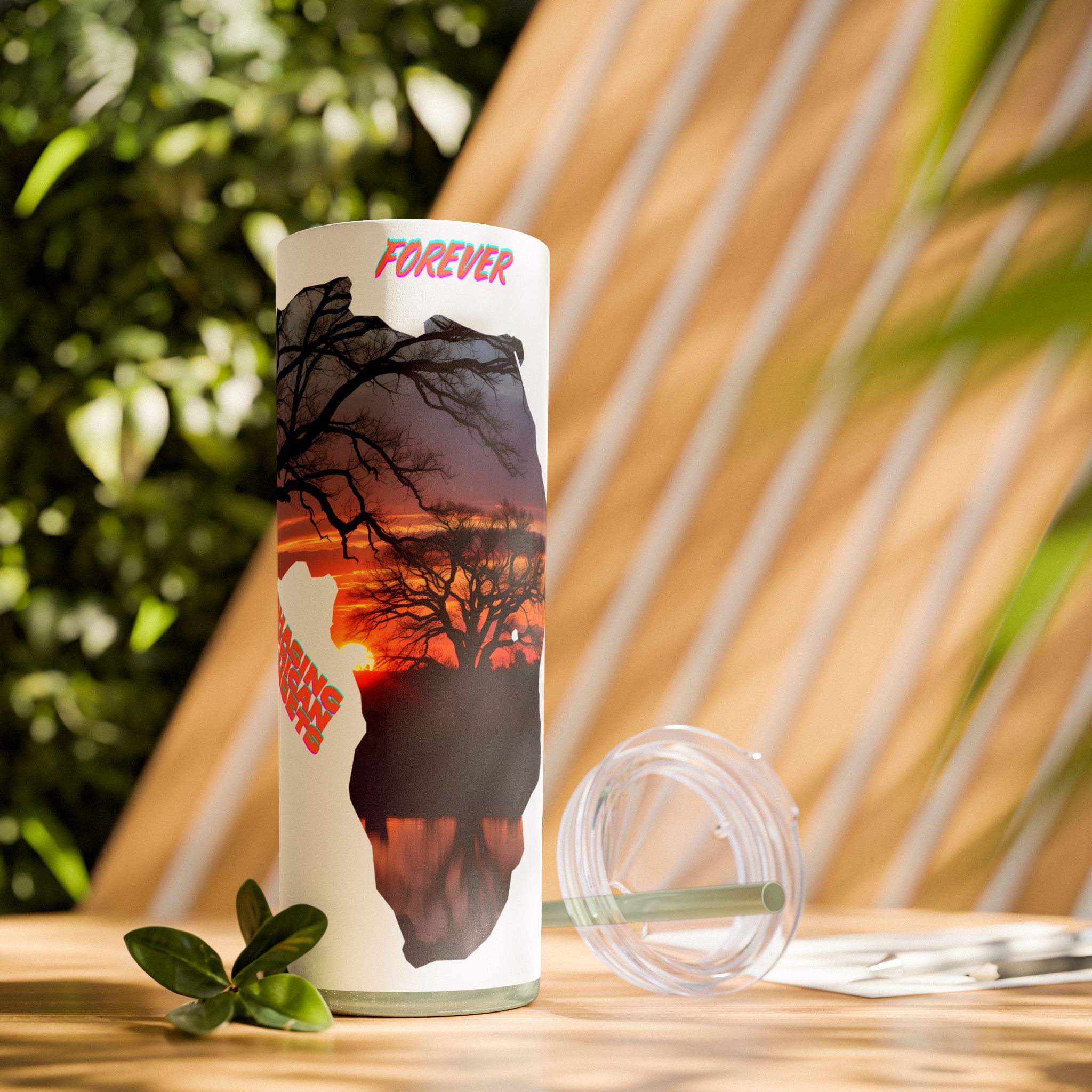 African Sunset Skinny Tumbler with Straw, 20oz | Travel Mug, Yeti Cup, Eco-Friendly Drinkware, Gift for Nature Lovers, Black History Month - Image 45