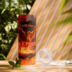 Fiery Phoenix Skinny Tumbler | Inspirational Drinkware, 20oz Travel Mug, Motivational Gift, Coffee Cup, Unique Water Bottle