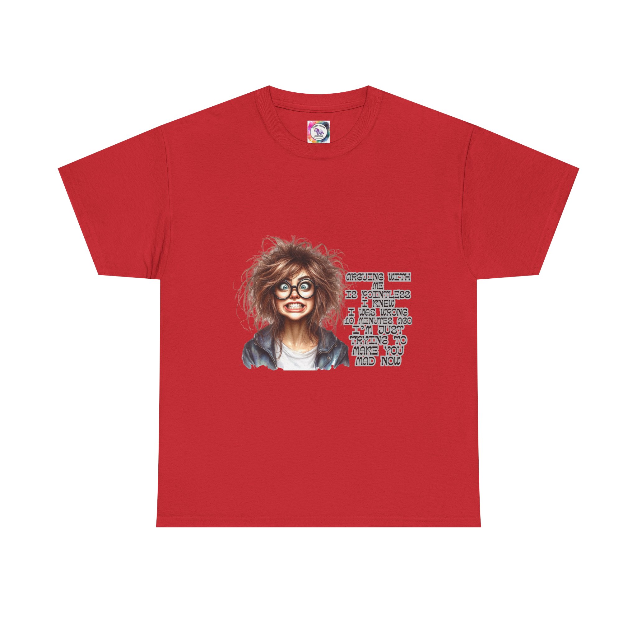 Crazy Hair Woman T‑Shirt — Funny Geeky Portrait with 'Funny' Quote - Image 41