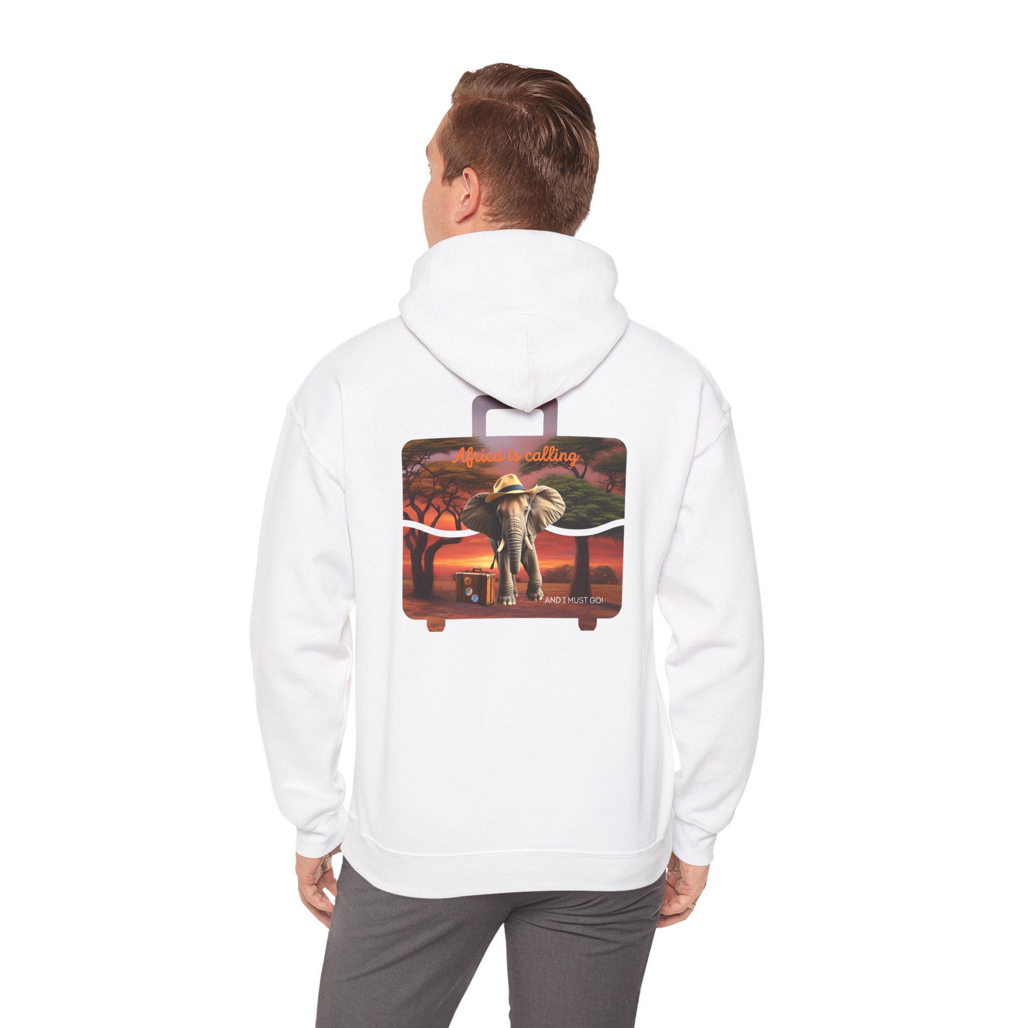 Safari Sunset Elephant Hoodie, Unisex Cozy Sweatshirt, Nature Lover Gift, Animal Print Apparel, Perfect for Travel and Everyday Style
