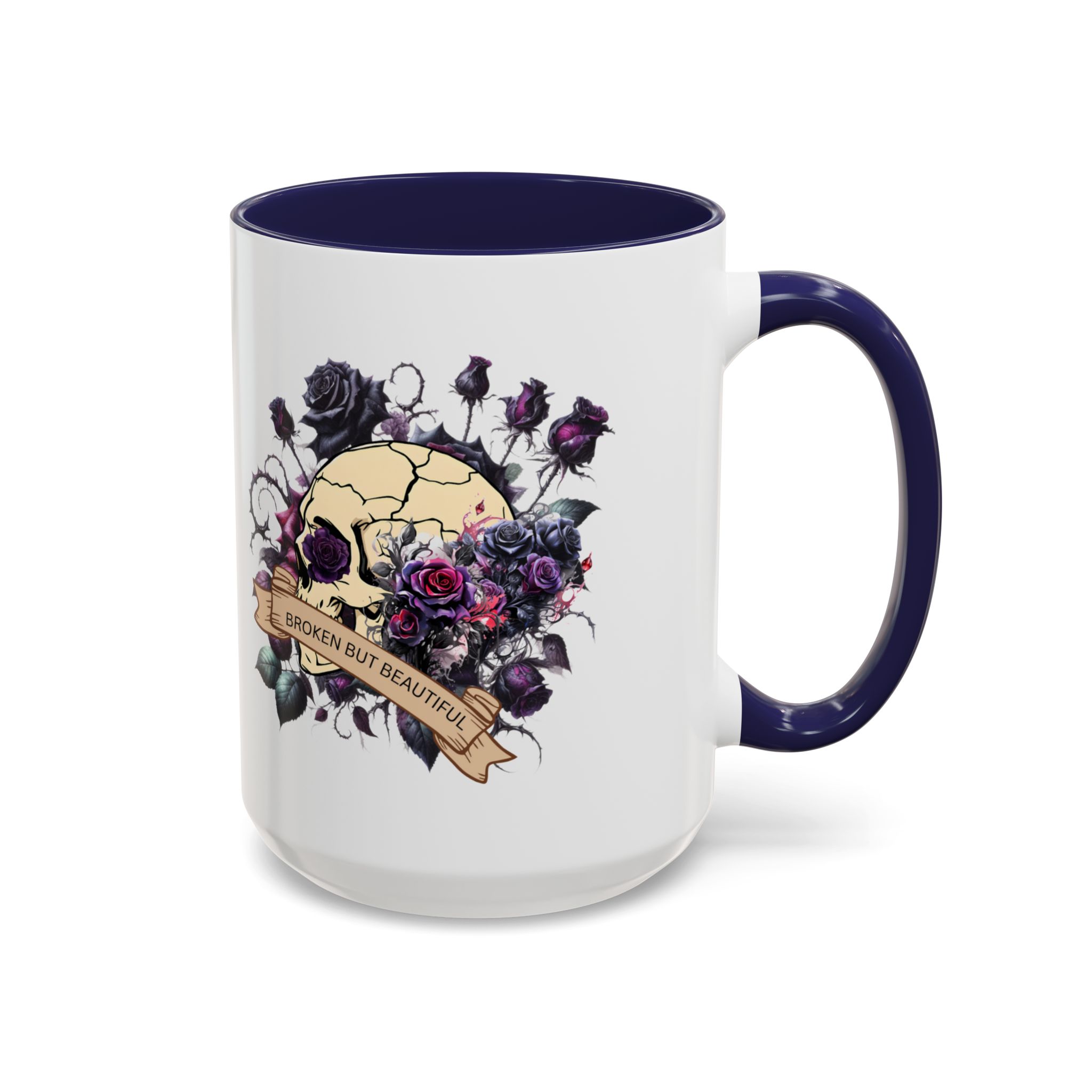 Broken But Beautiful Floral Coffee Mug - Gothic Gift for Tea Lovers, Unique Home Decor, Floral Skull Design, Ceramic Tea Cup, Gothic Mug - Image 22